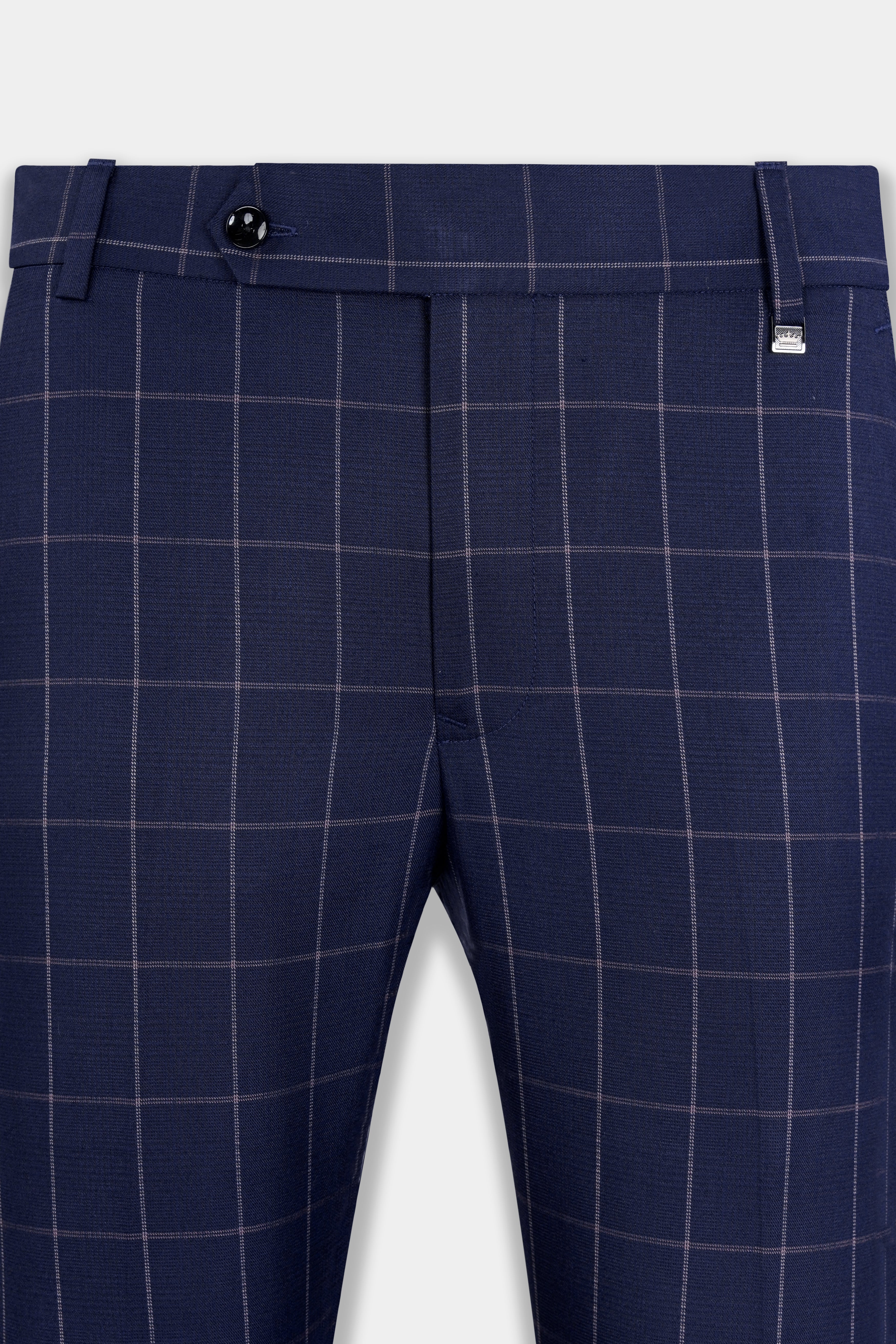 Admiral Blue Windowpane Wool Rich Double Breasted Suit - Image 12