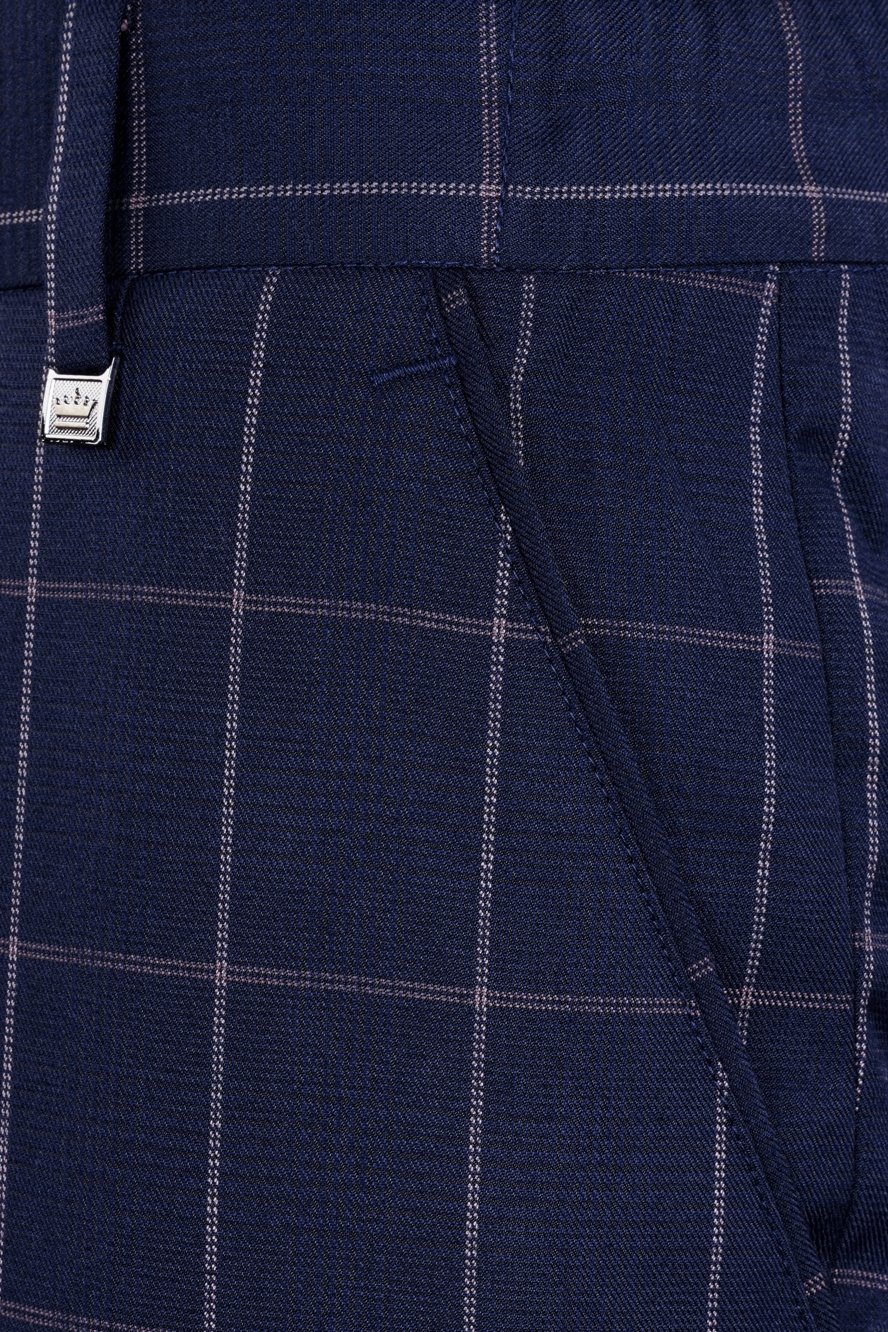 Admiral Blue Windowpane Wool Rich Double Breasted Suit - Image 13