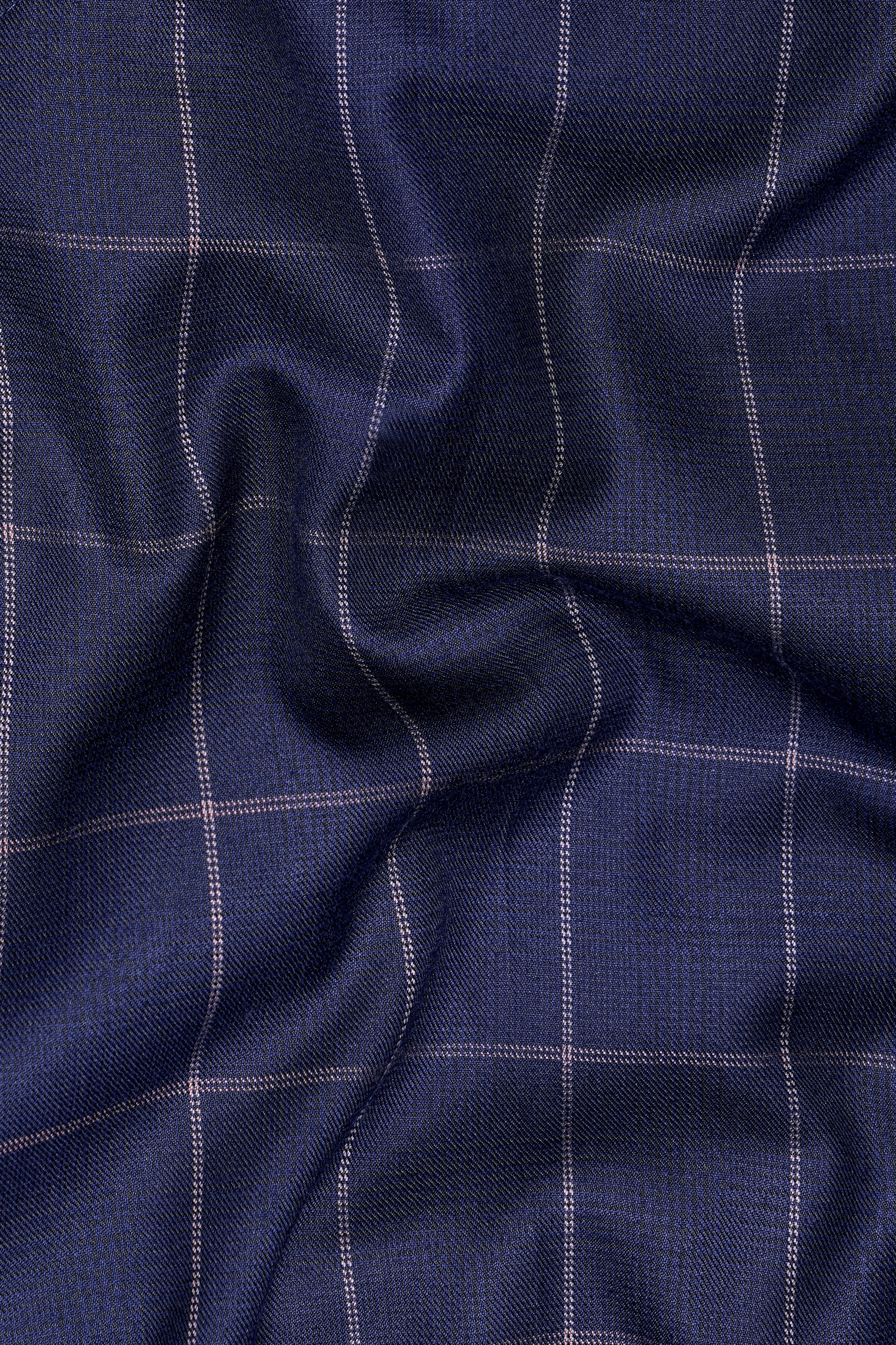 Admiral Blue Windowpane Wool Rich Double Breasted Suit - Image 3