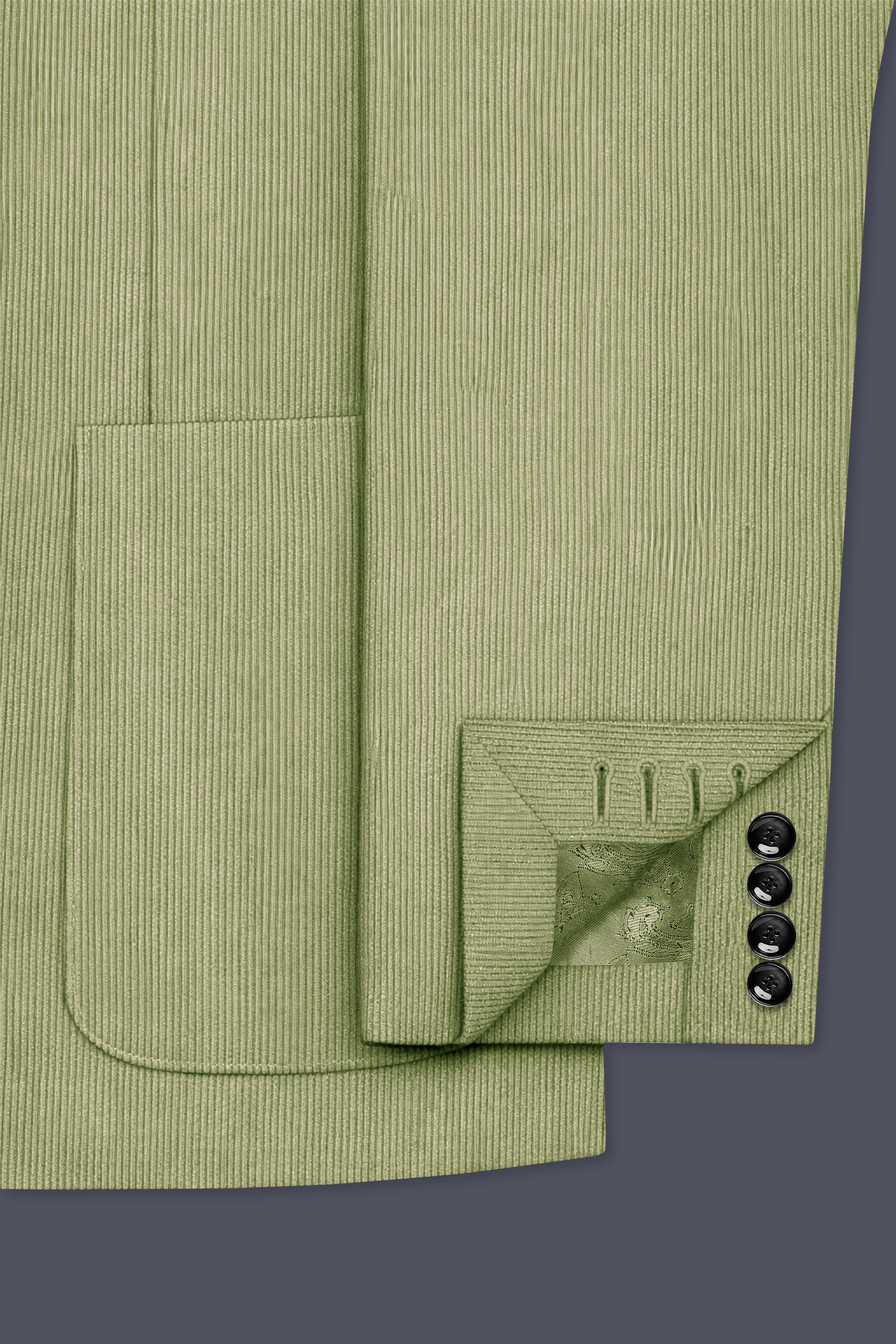 Aurethist-Thistle Green Corduroy Single Breasted Sports Blazer - Image 7
