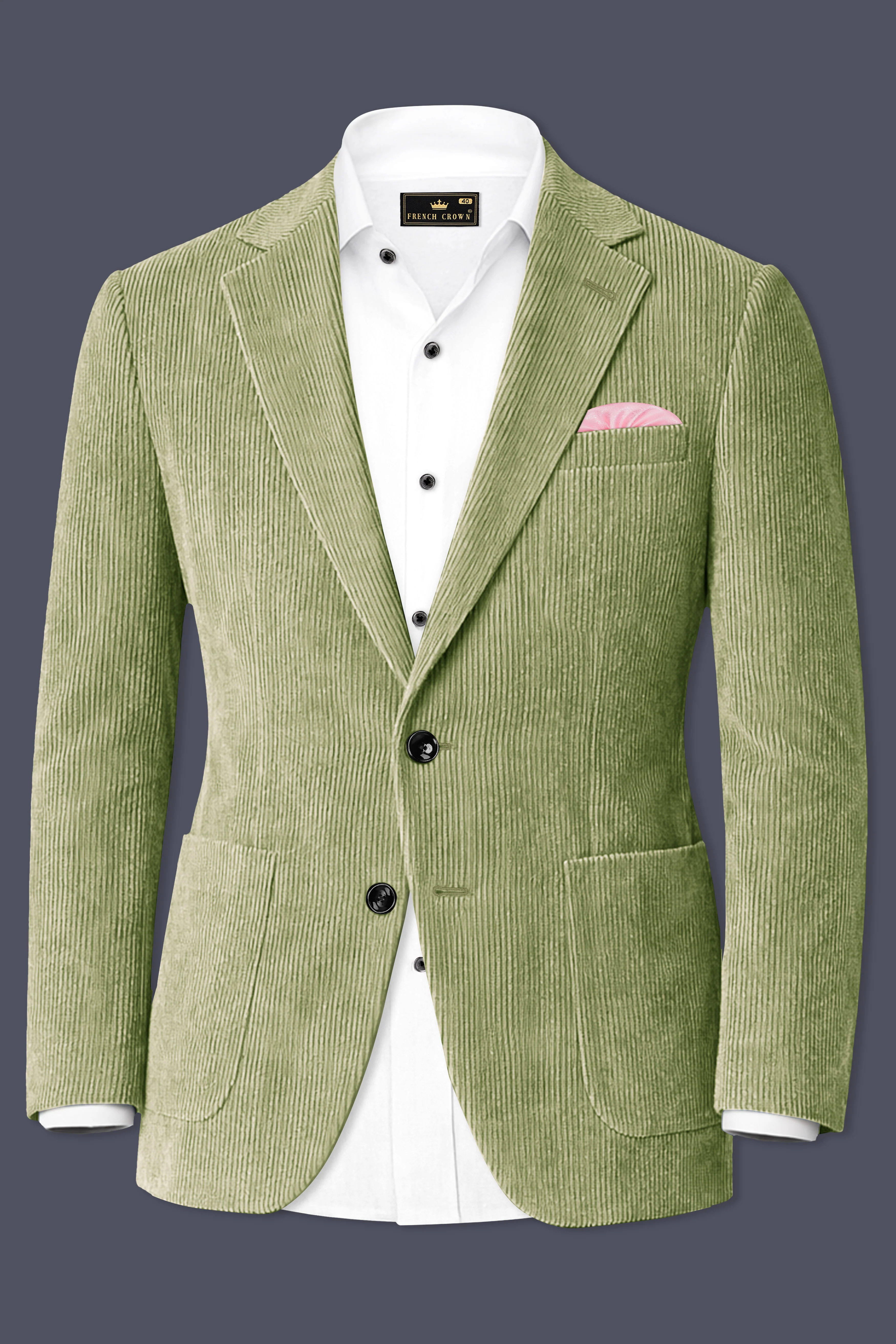 Aurethist-Thistle Green Corduroy Single Breasted Sports Suit - Image 10