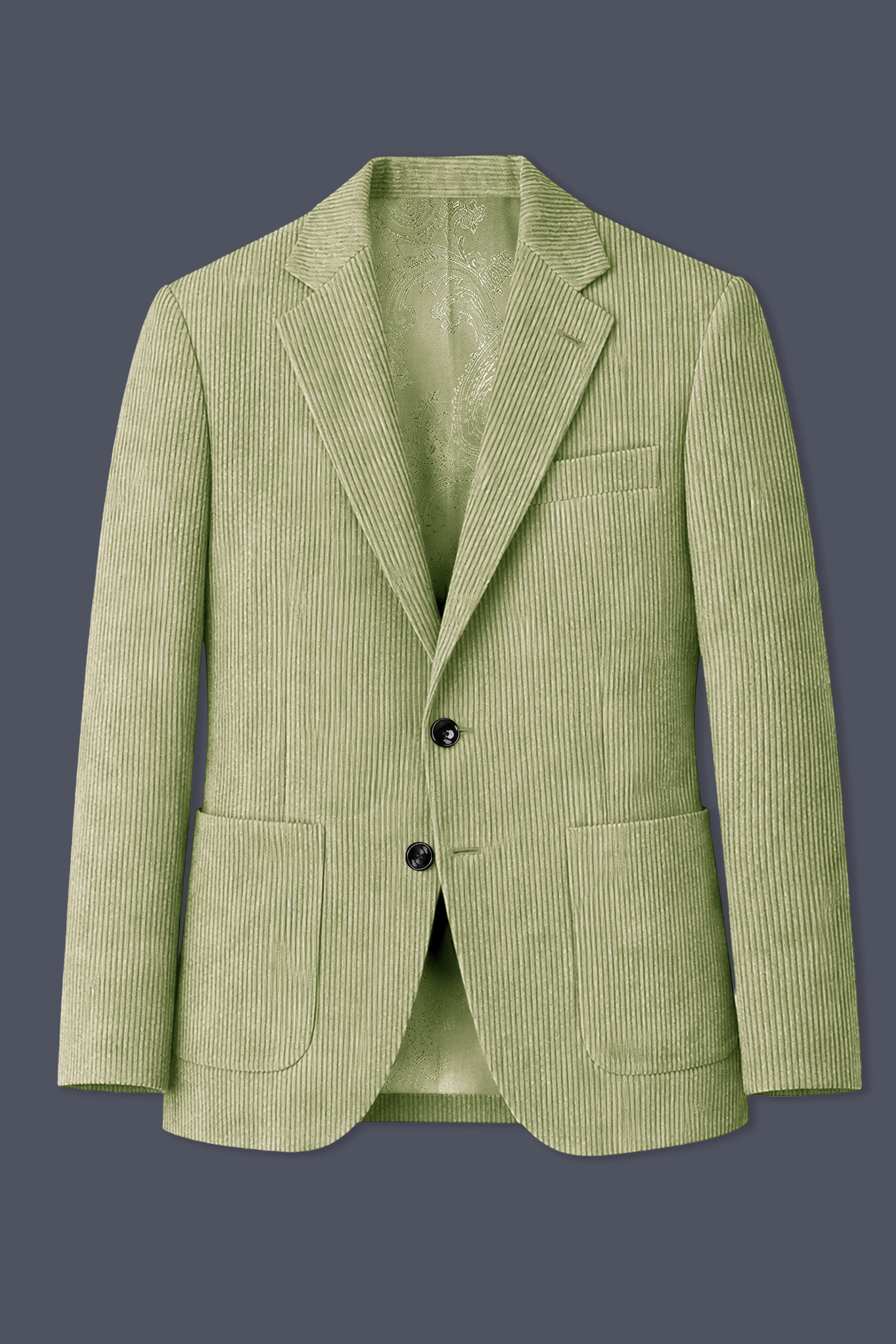 Aurethist-Thistle Green Corduroy Single Breasted Sports Suit - Image 8