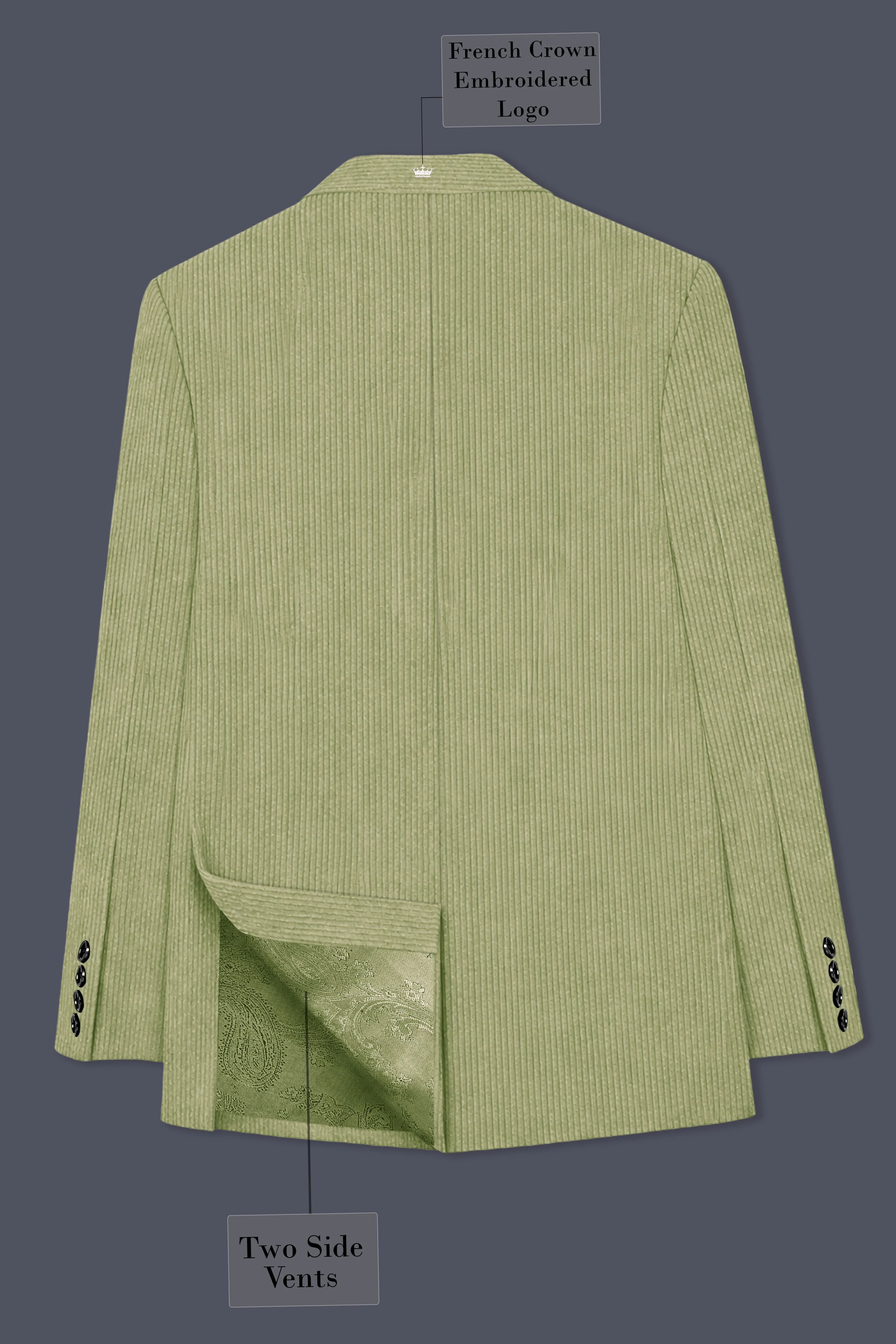 Aurethist-Thistle Green Corduroy Single Breasted Sports Suit - Image 9