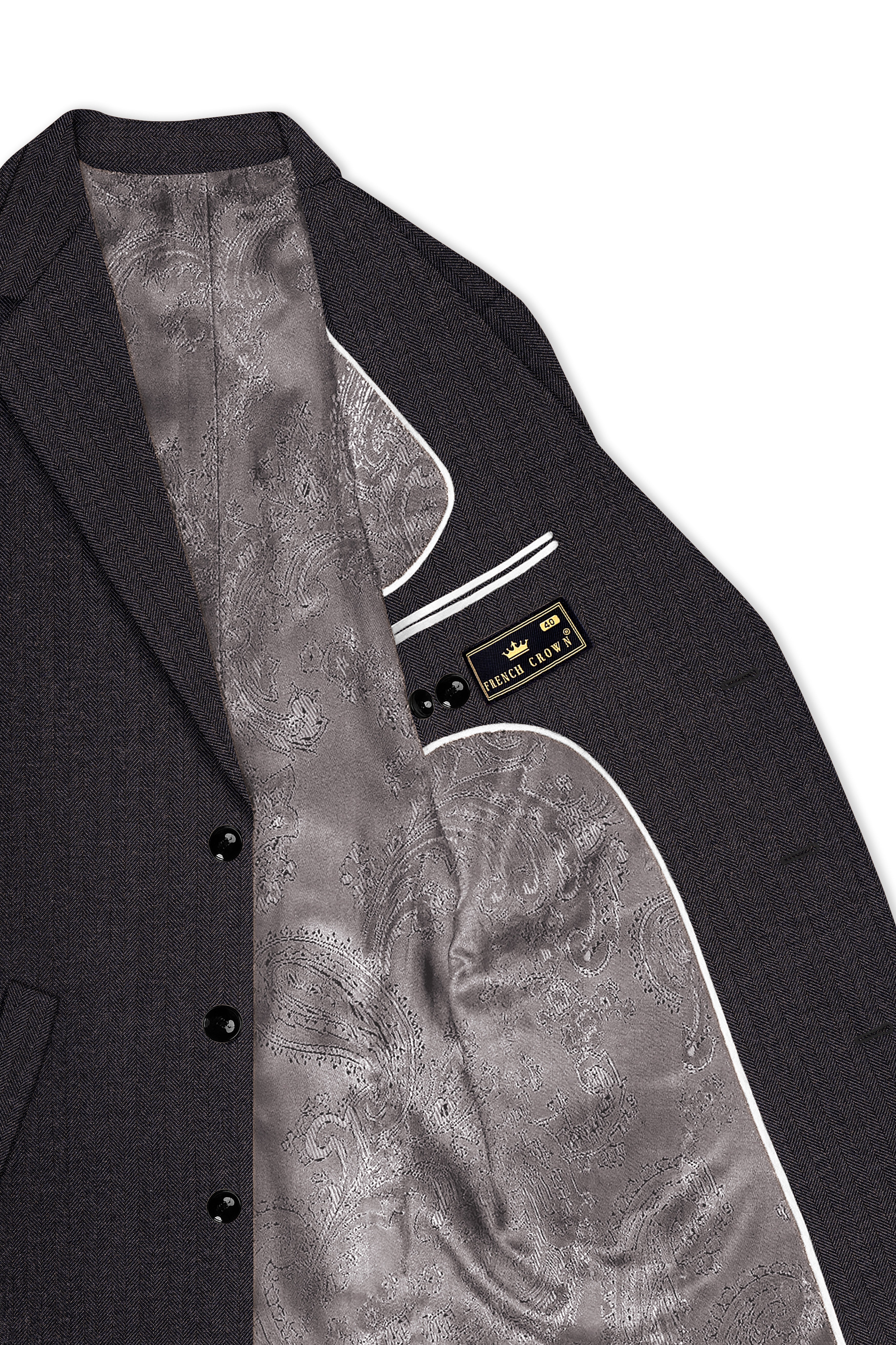 Aurezion-Zeus Brown Herringbone Textured Tweed Single Breasted Overcoat - Image 5