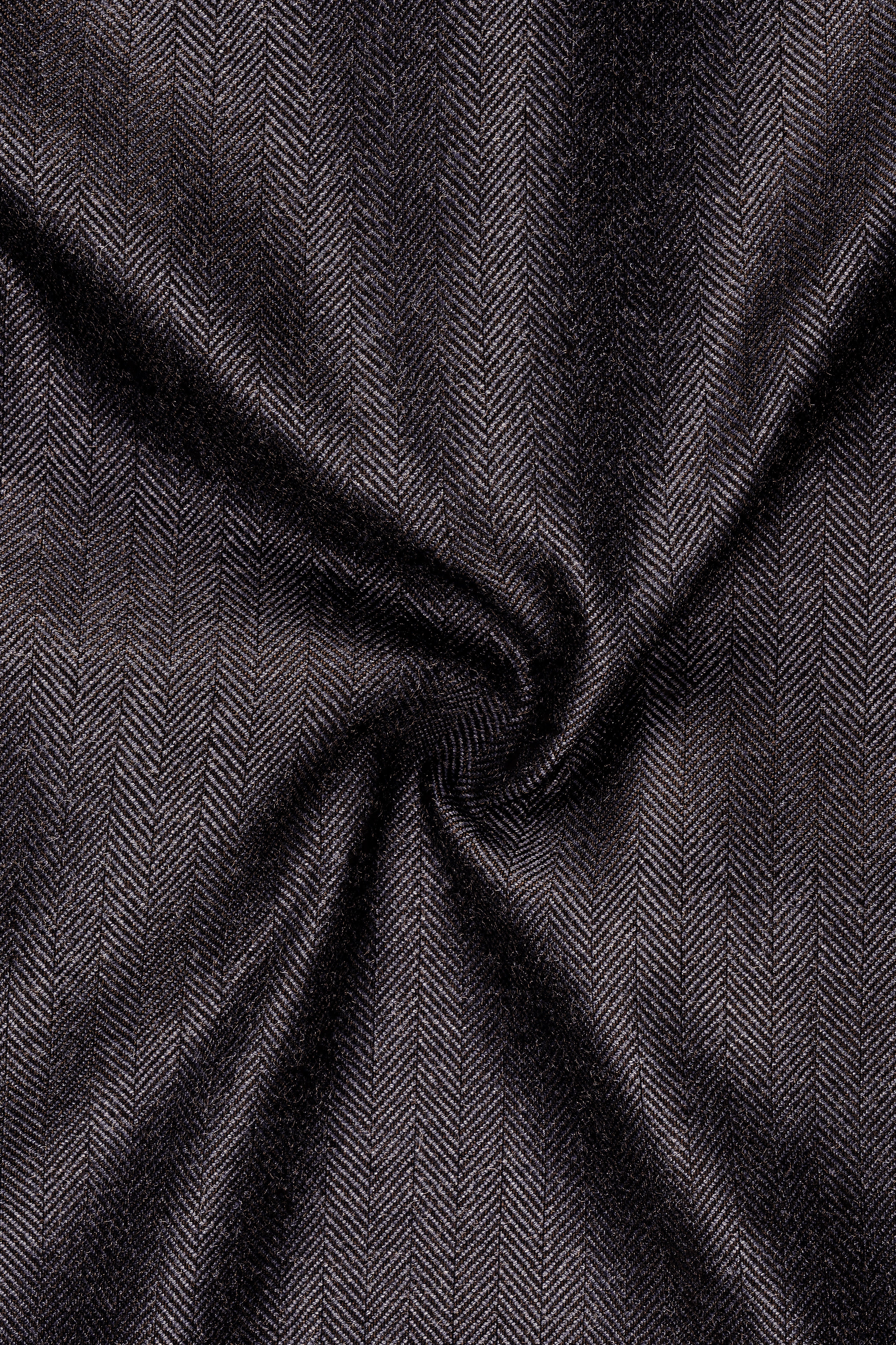 Aurezion-Zeus Brown Herringbone Textured Tweed Single Breasted Sports Suit - Image 3