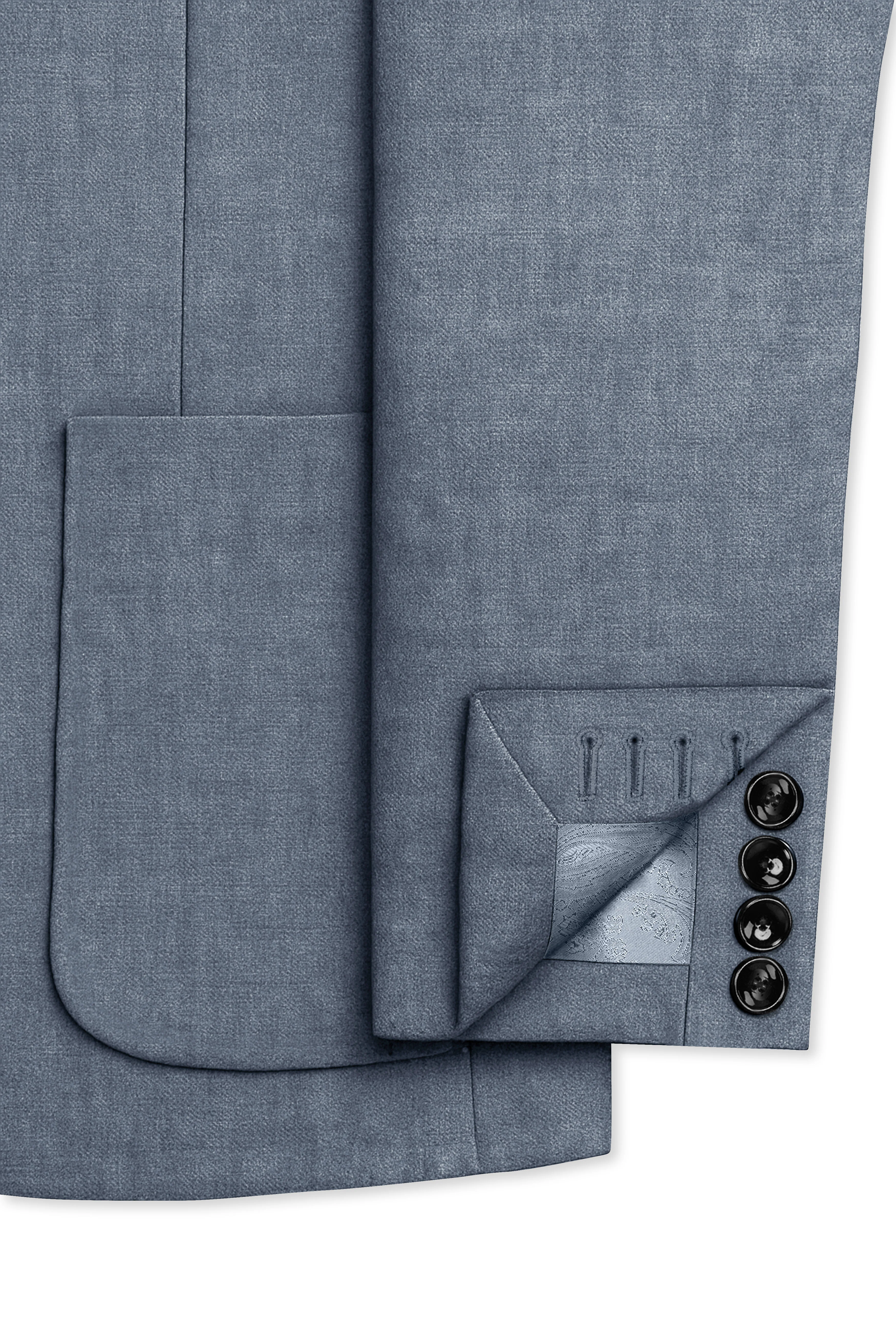 Azurven-Cadet Blue Luxurious Linen Single Breasted Sports Blazer - Image 7