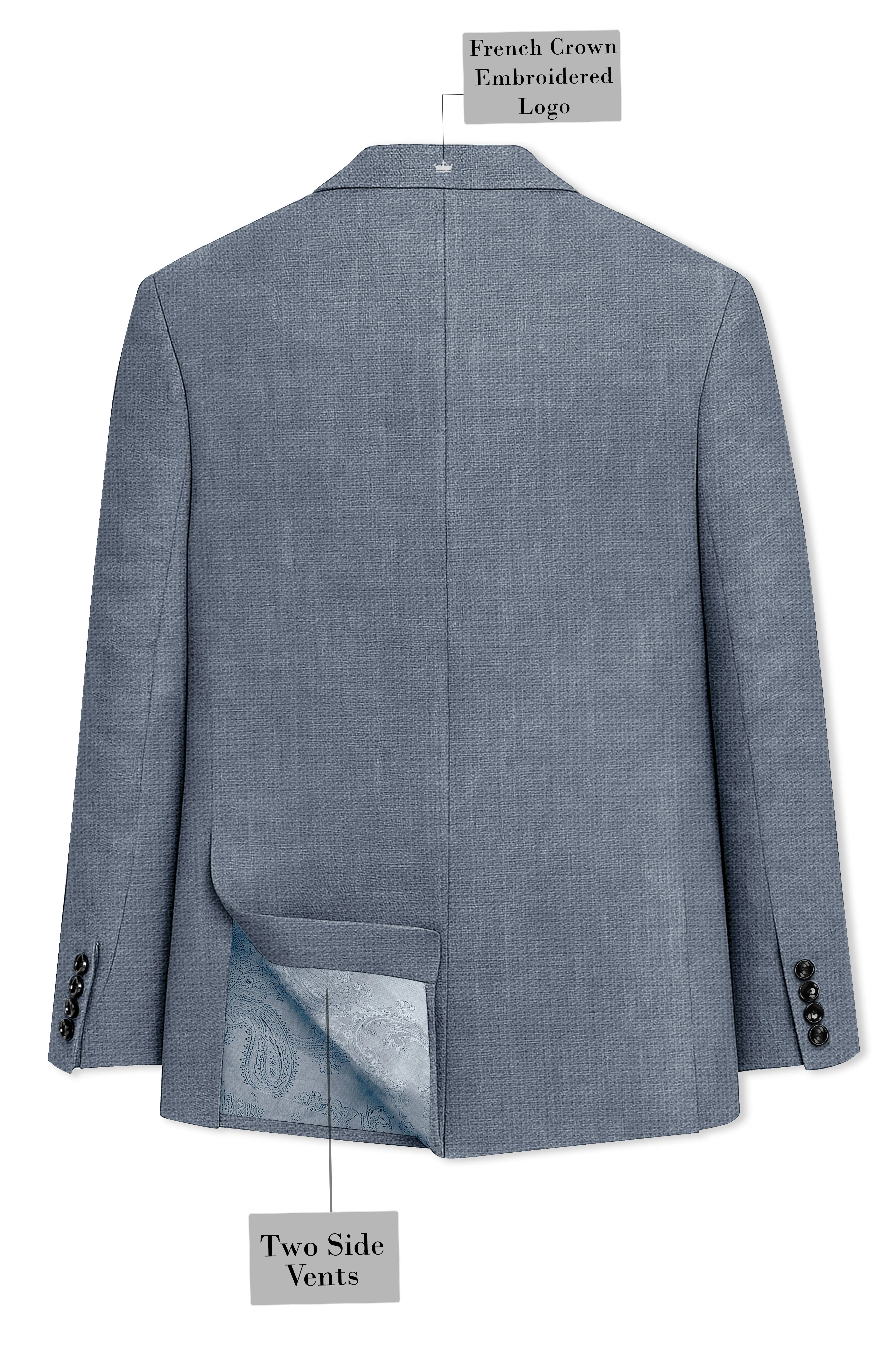 Azurven-Cadet Blue Luxurious Linen Single Breasted Sports Blazer - Image 9