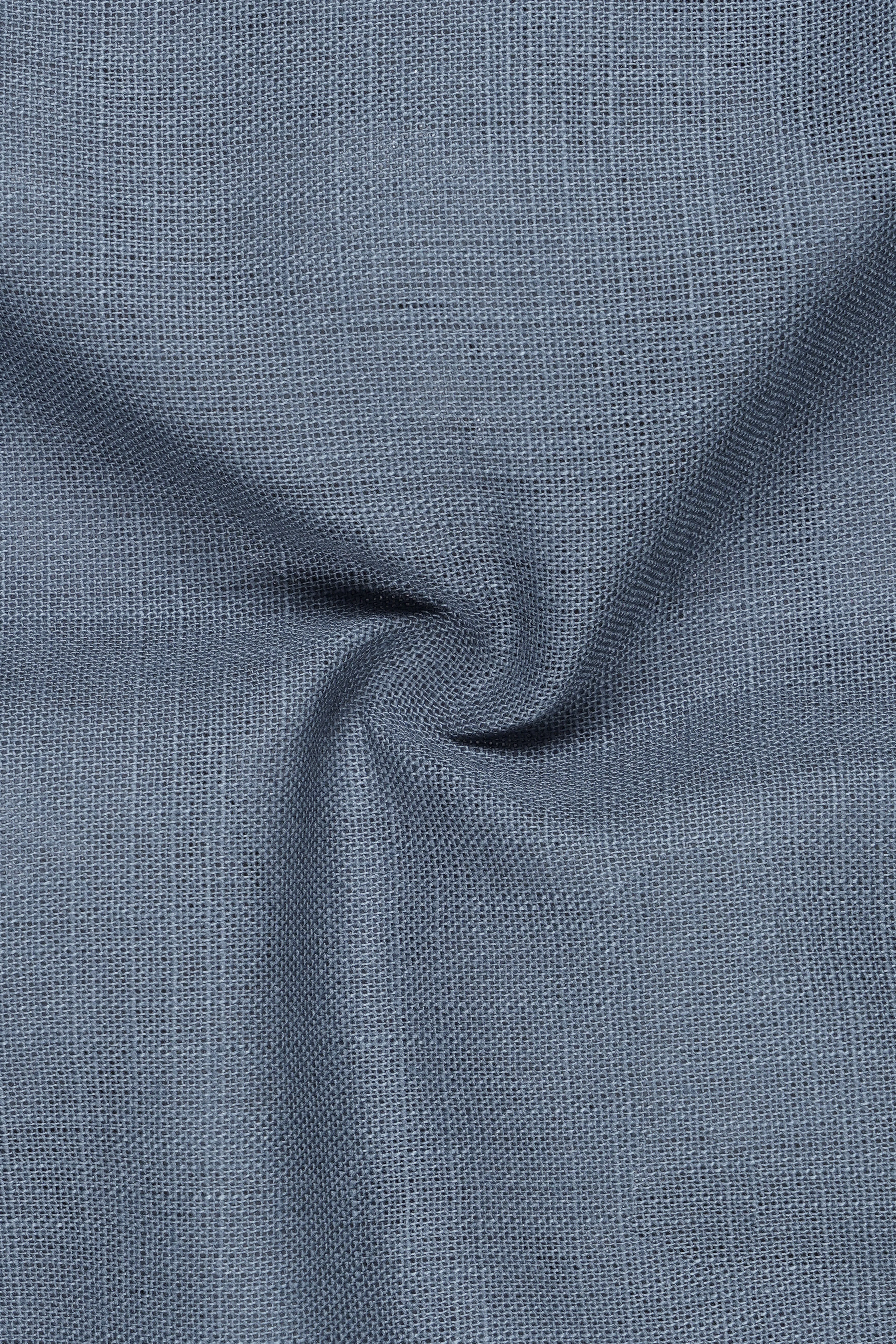 Azurven-Cadet Blue Luxurious Linen Single Breasted Sports Suit - Image 3