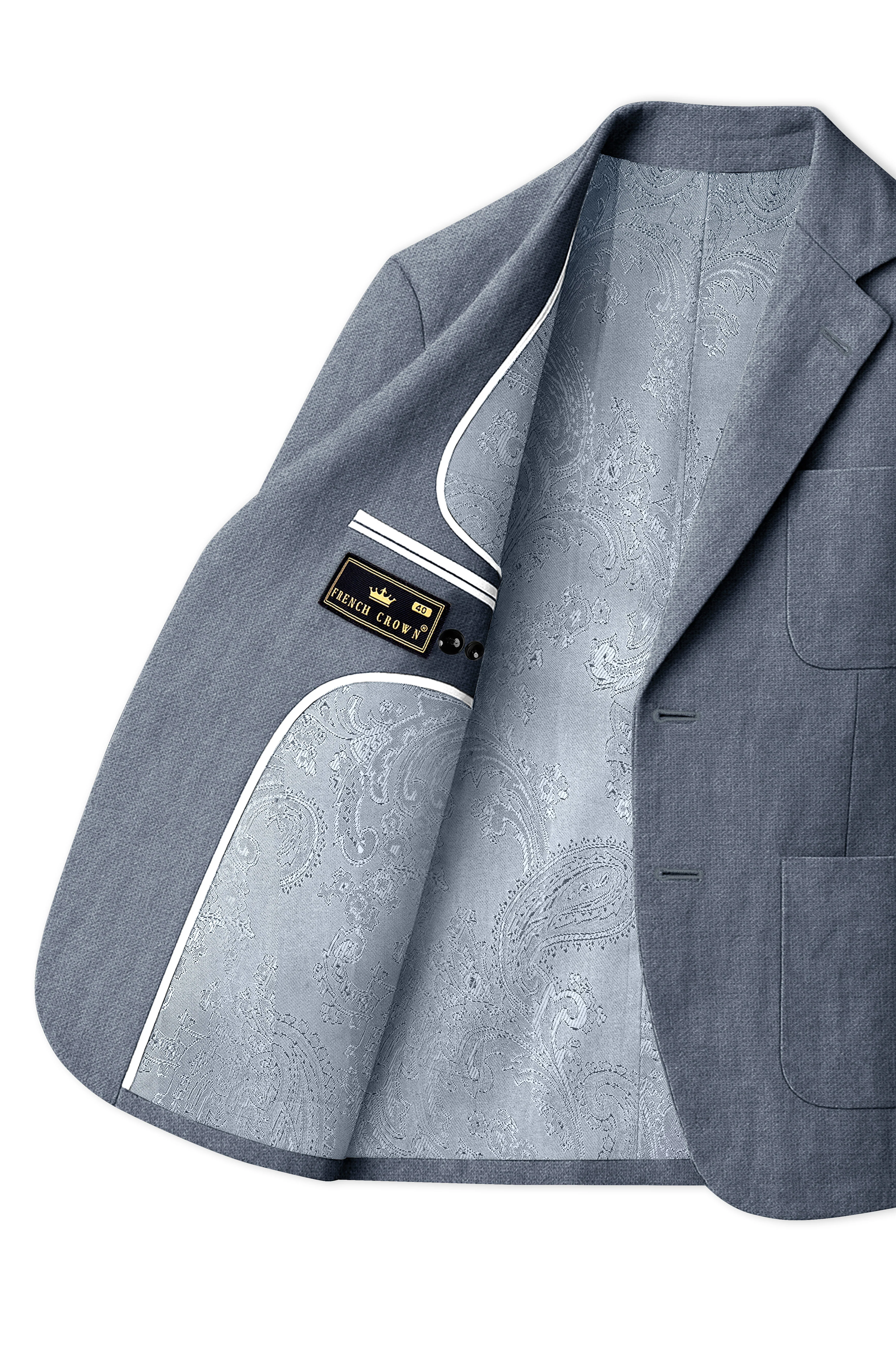 Azurven-Cadet Blue Luxurious Linen Single Breasted Sports Suit - Image 6