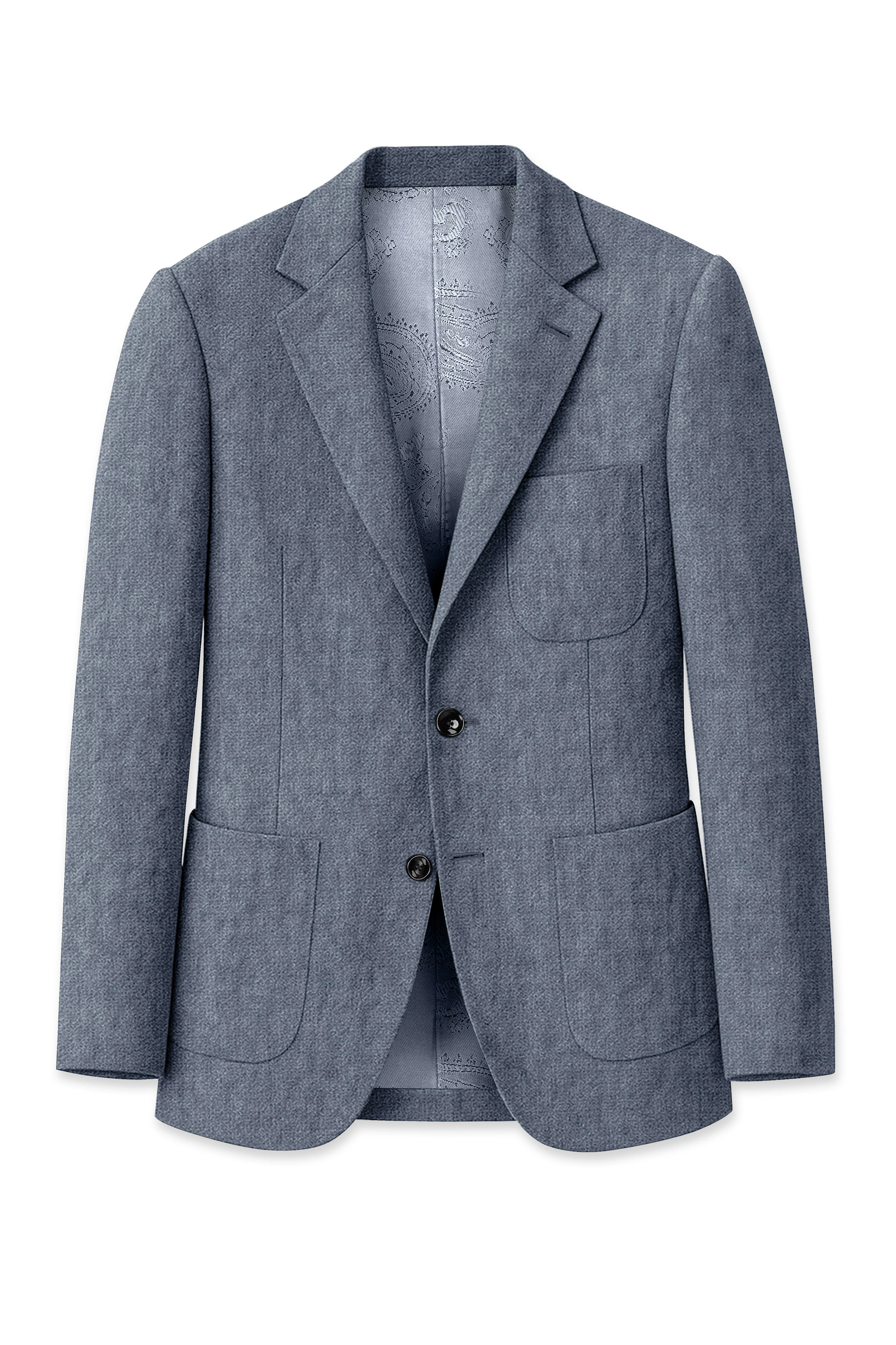 Azurven-Cadet Blue Luxurious Linen Single Breasted Sports Suit - Image 8