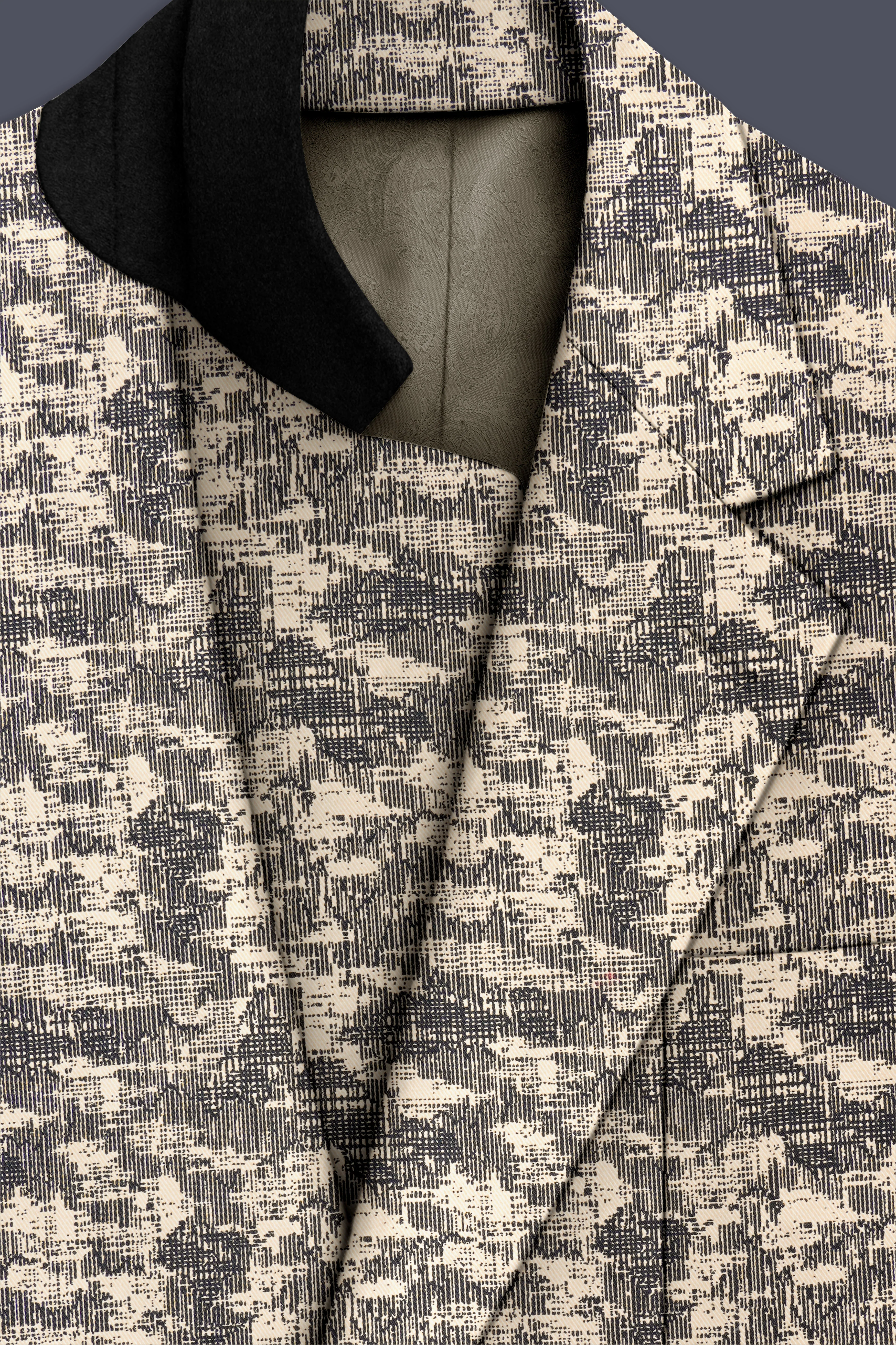 Bastille and Champagne Beige Abstract Print Designer Blazer - Image 4