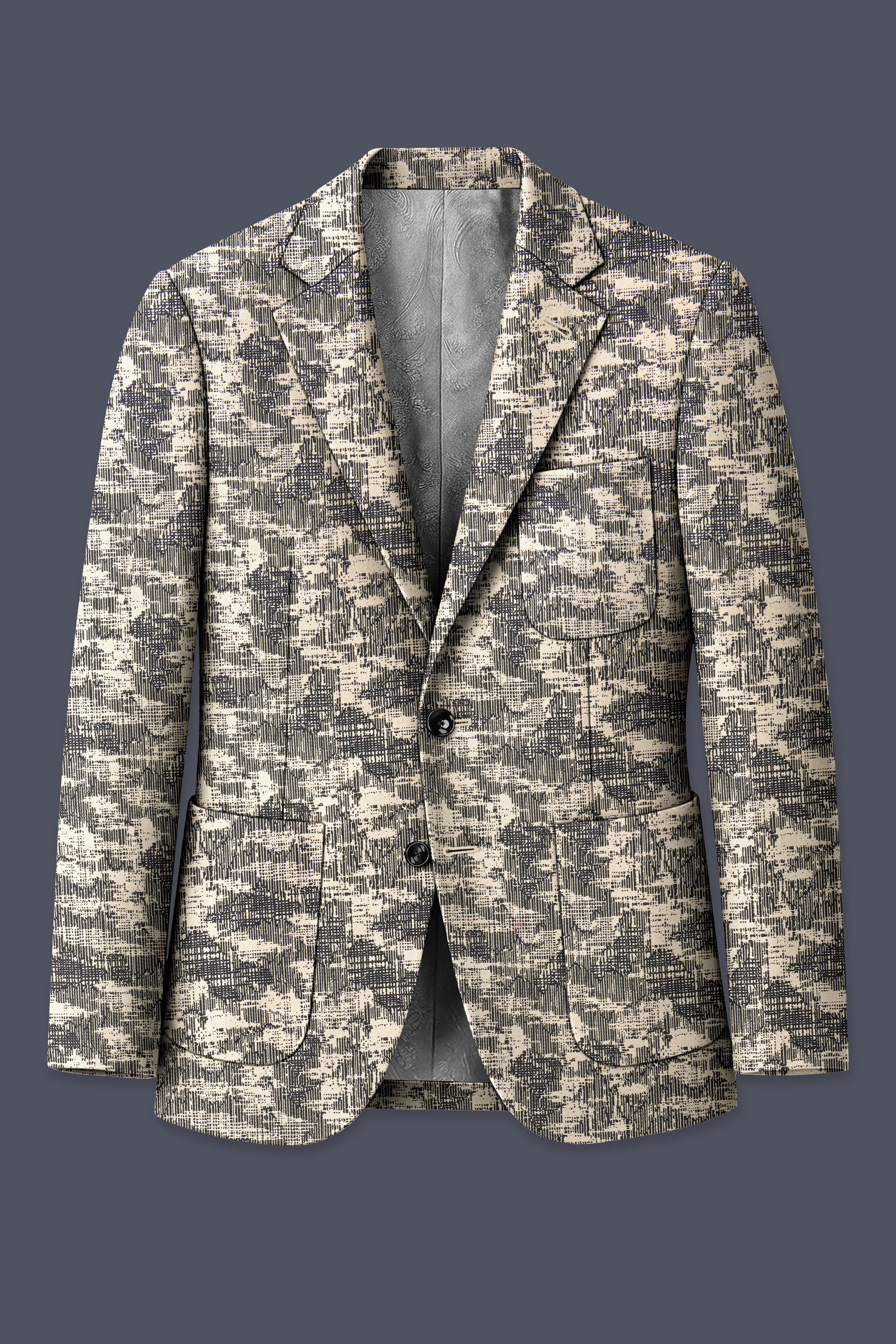 Bastille and Champagne Beige Abstract Print Designer Blazer - Image 7