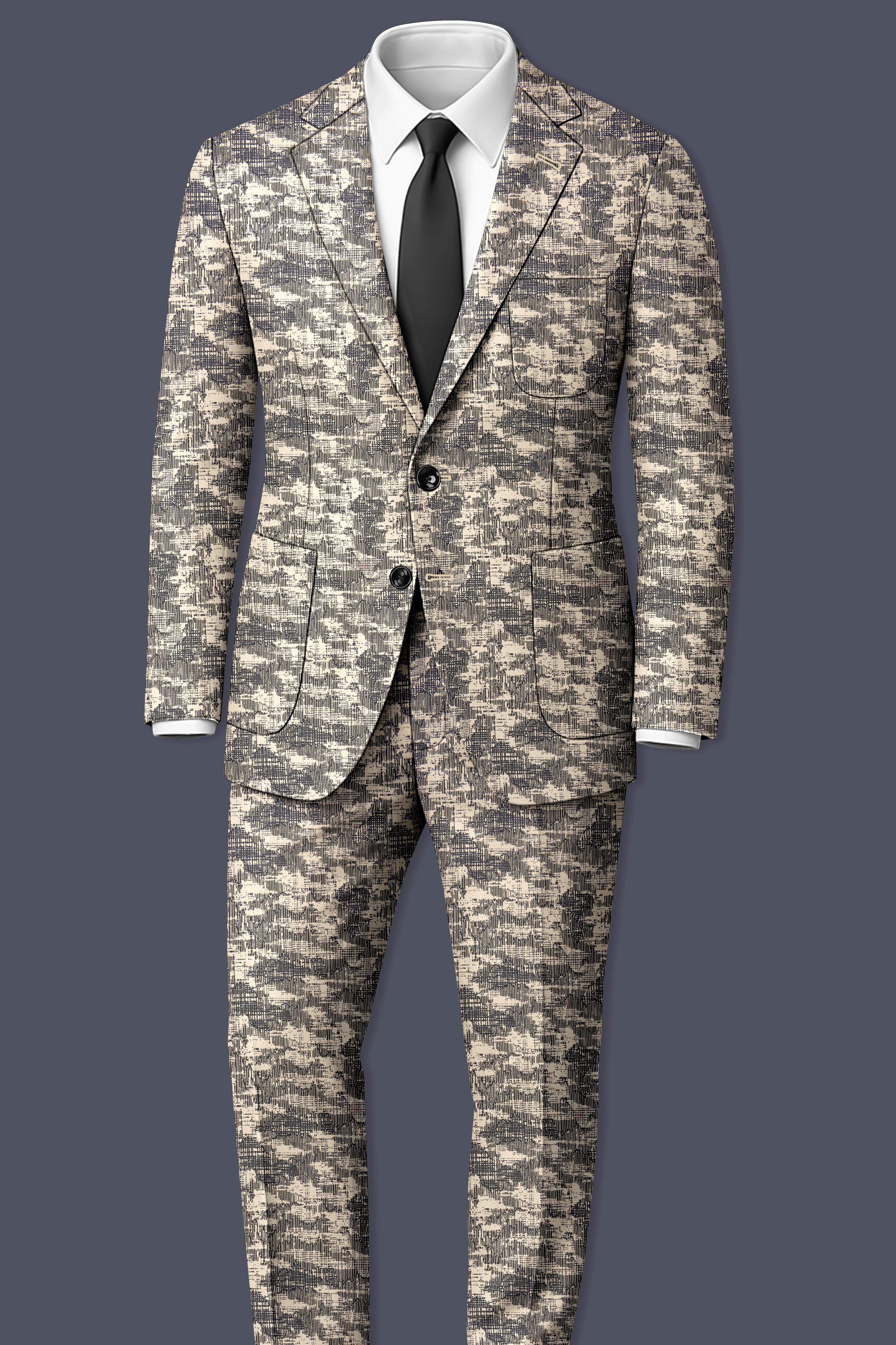 Bastille and Champagne Beige Abstract Print Designer Blazer - Image 9