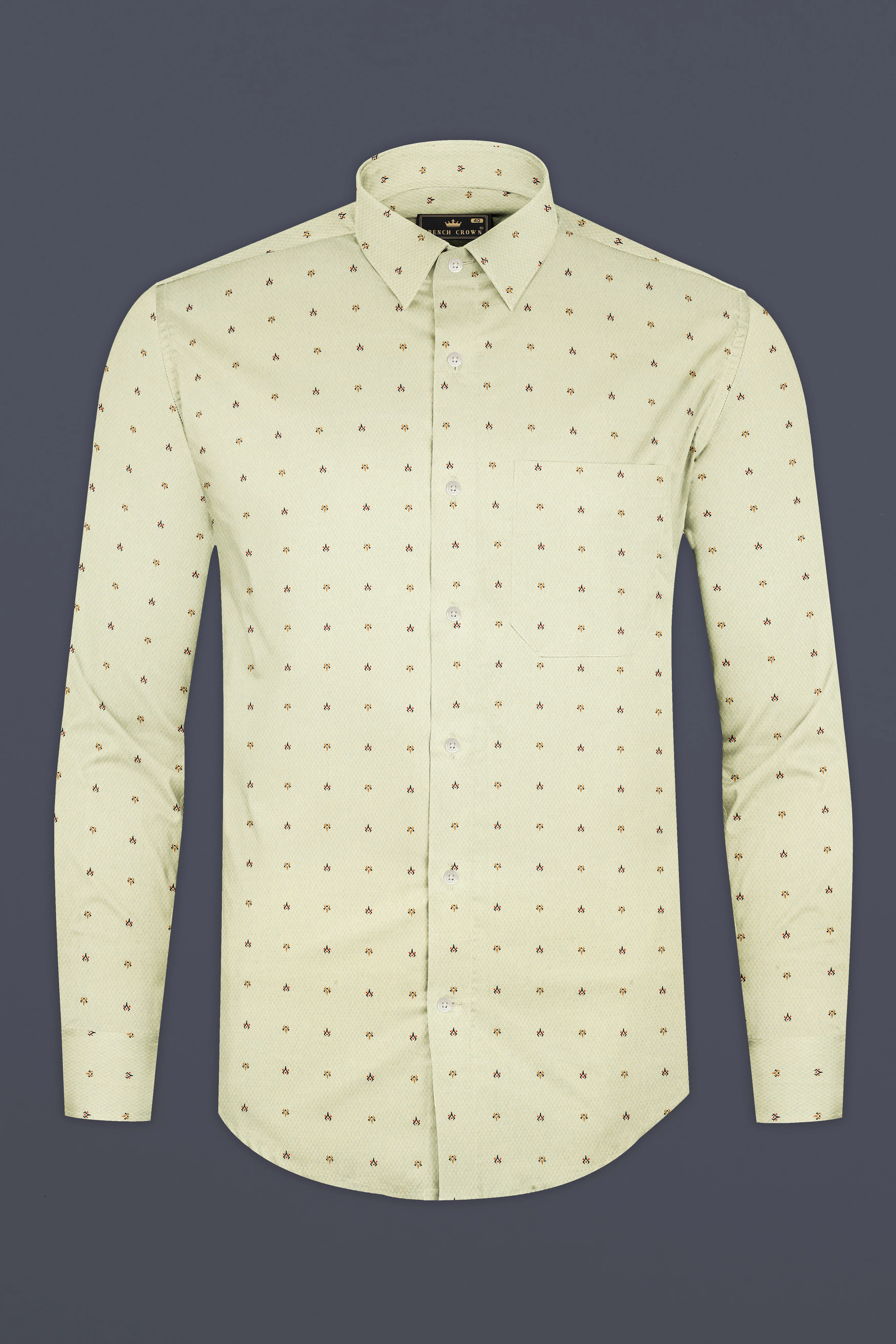 Beryl Green Dobby Textured Premium Giza Cotton Shirt - Image 4