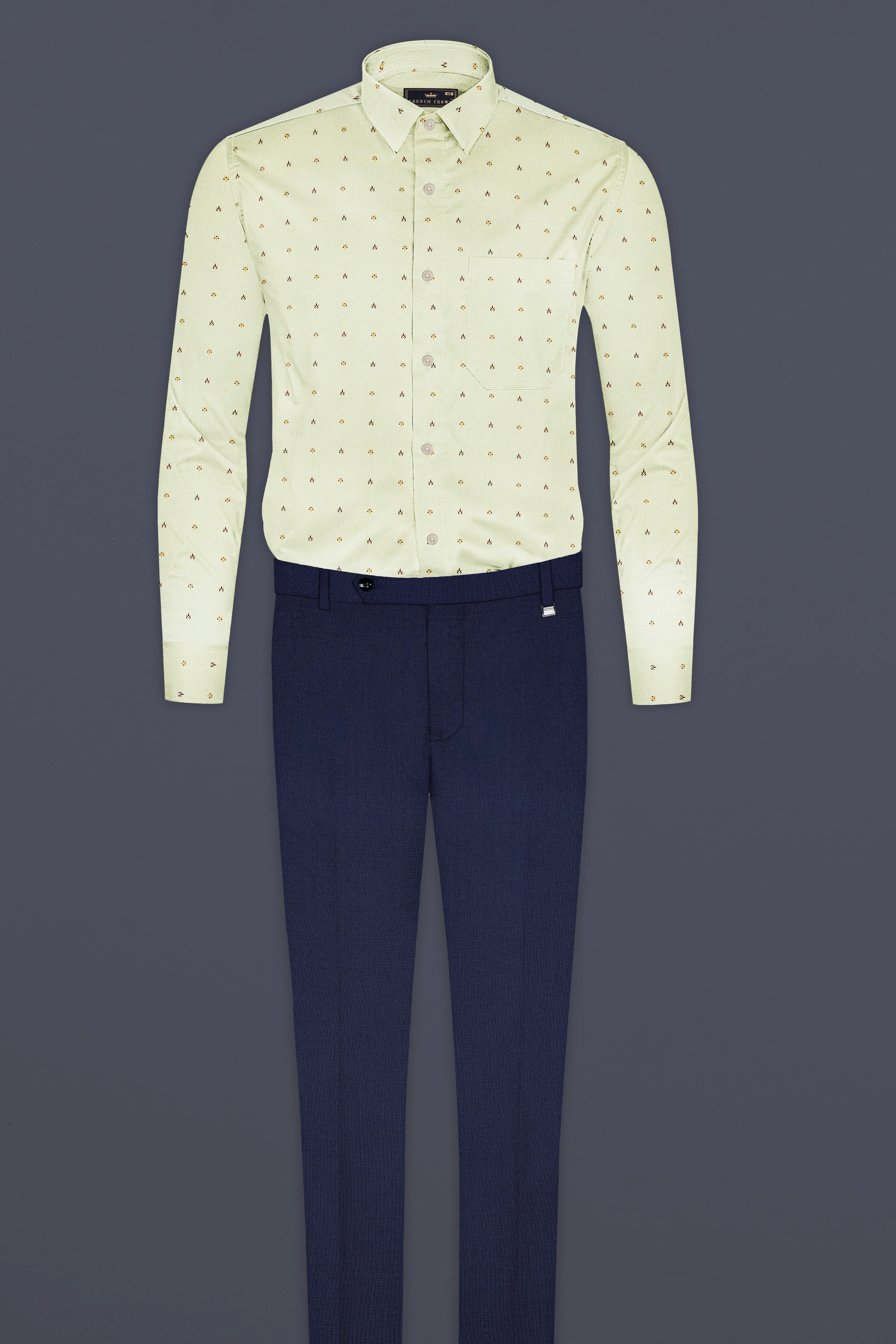 Beryl Green Dobby Textured Premium Giza Cotton Shirt - Image 6