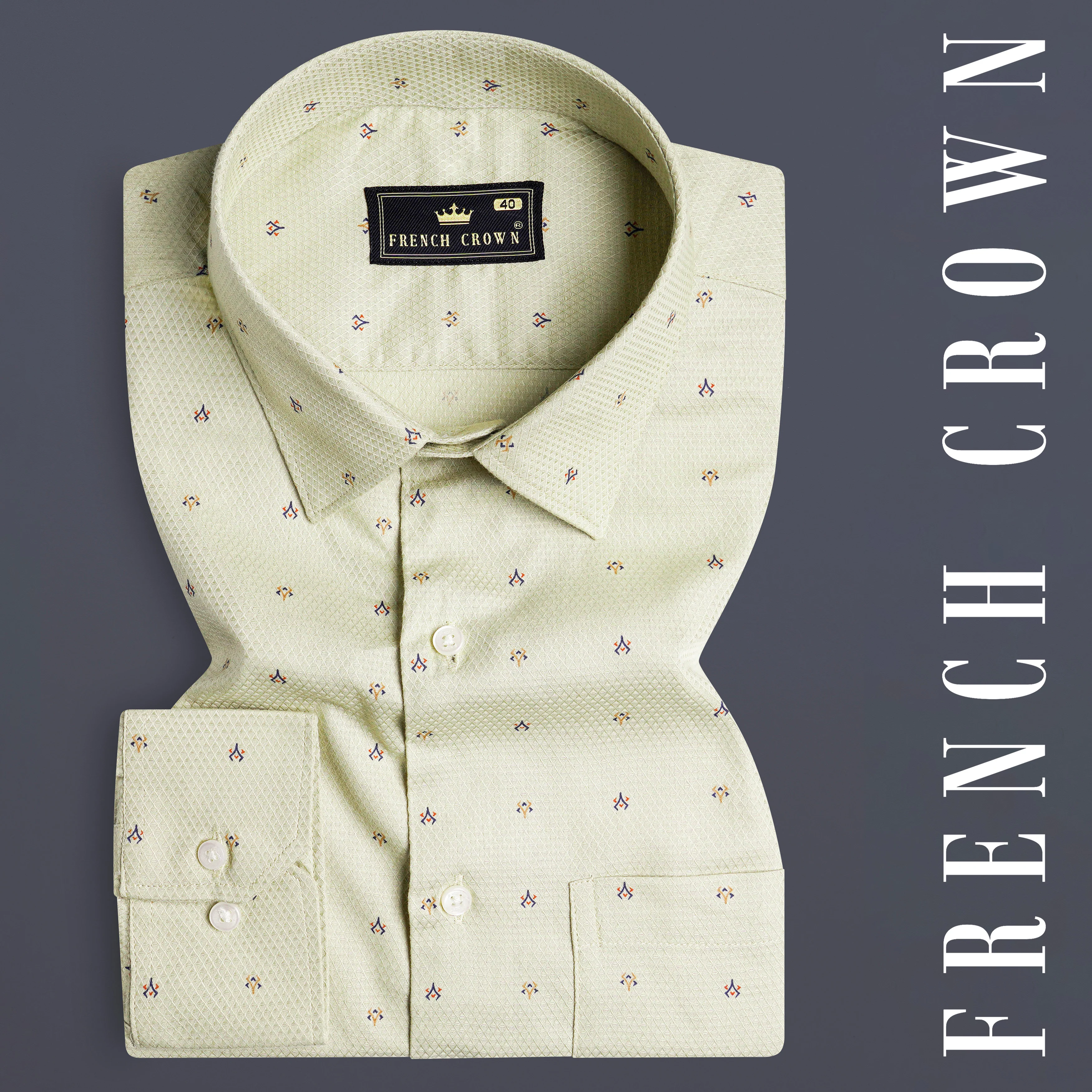 Beryl Green Dobby Textured Premium Giza Cotton Shirt - Image 7