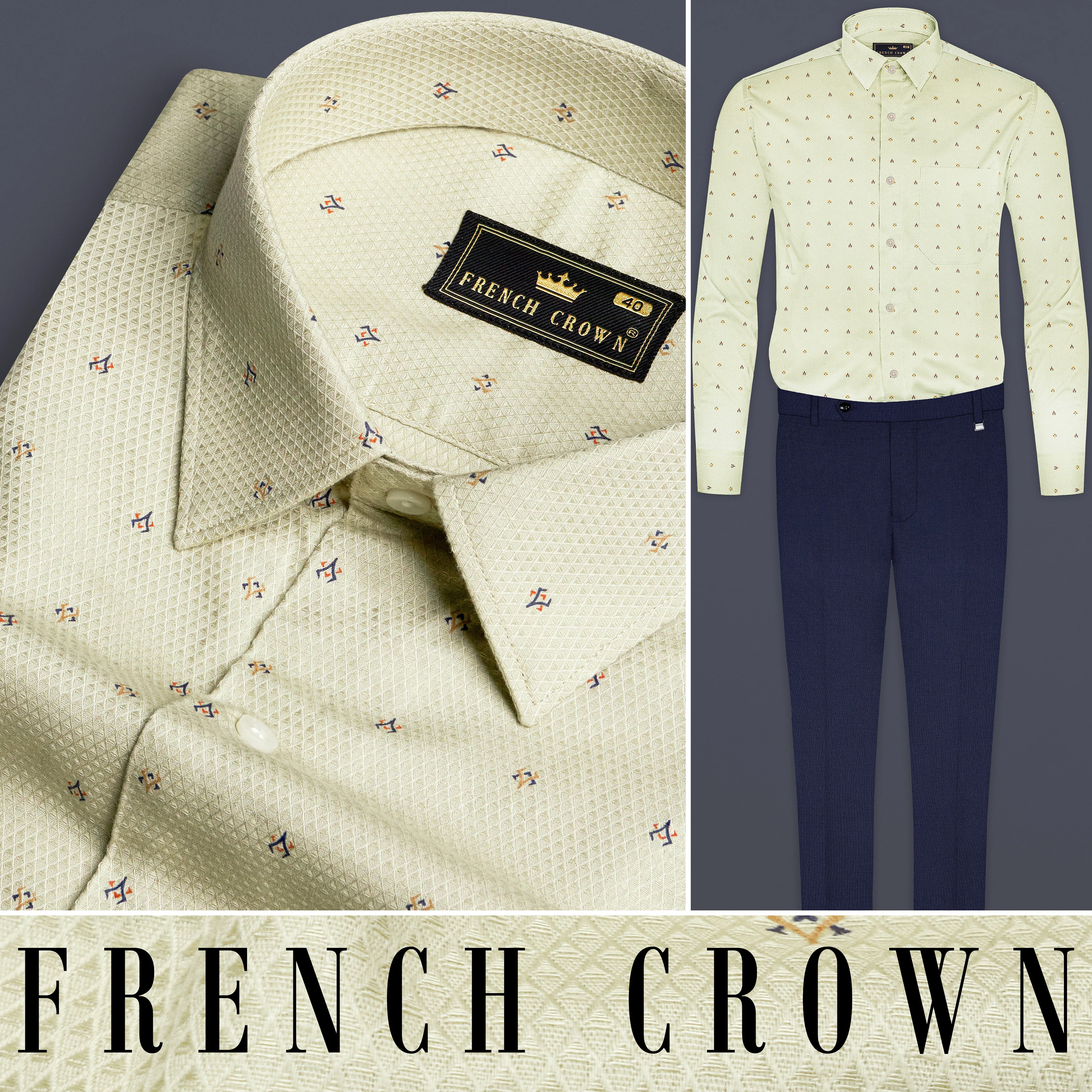 Beryl Green Dobby Textured Premium Giza Cotton Shirt - Image 8