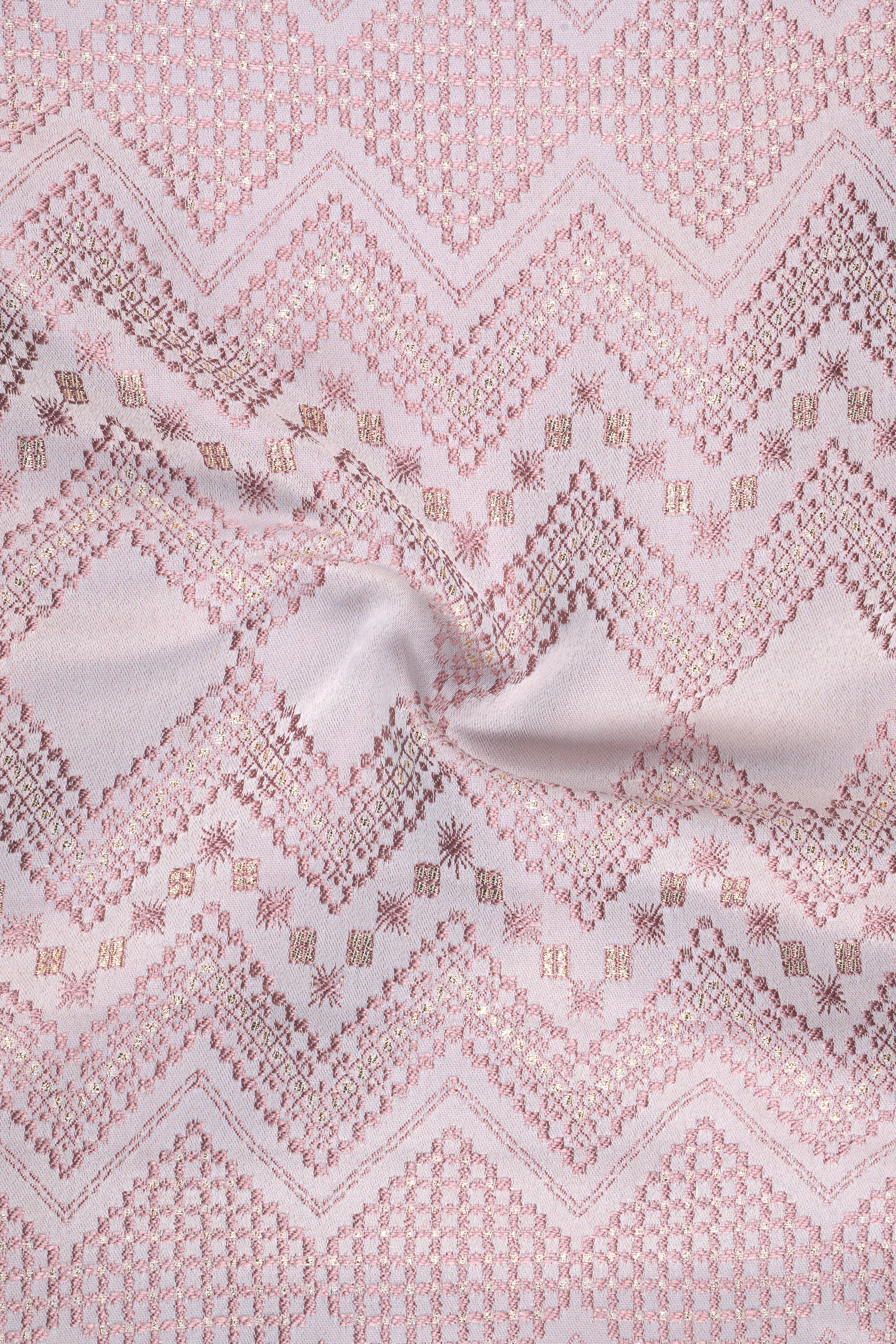 Blossom Pink Thread and Chevron Sequin Embroidered Cross Placket Bandhgala Jodhpuri - Image 3
