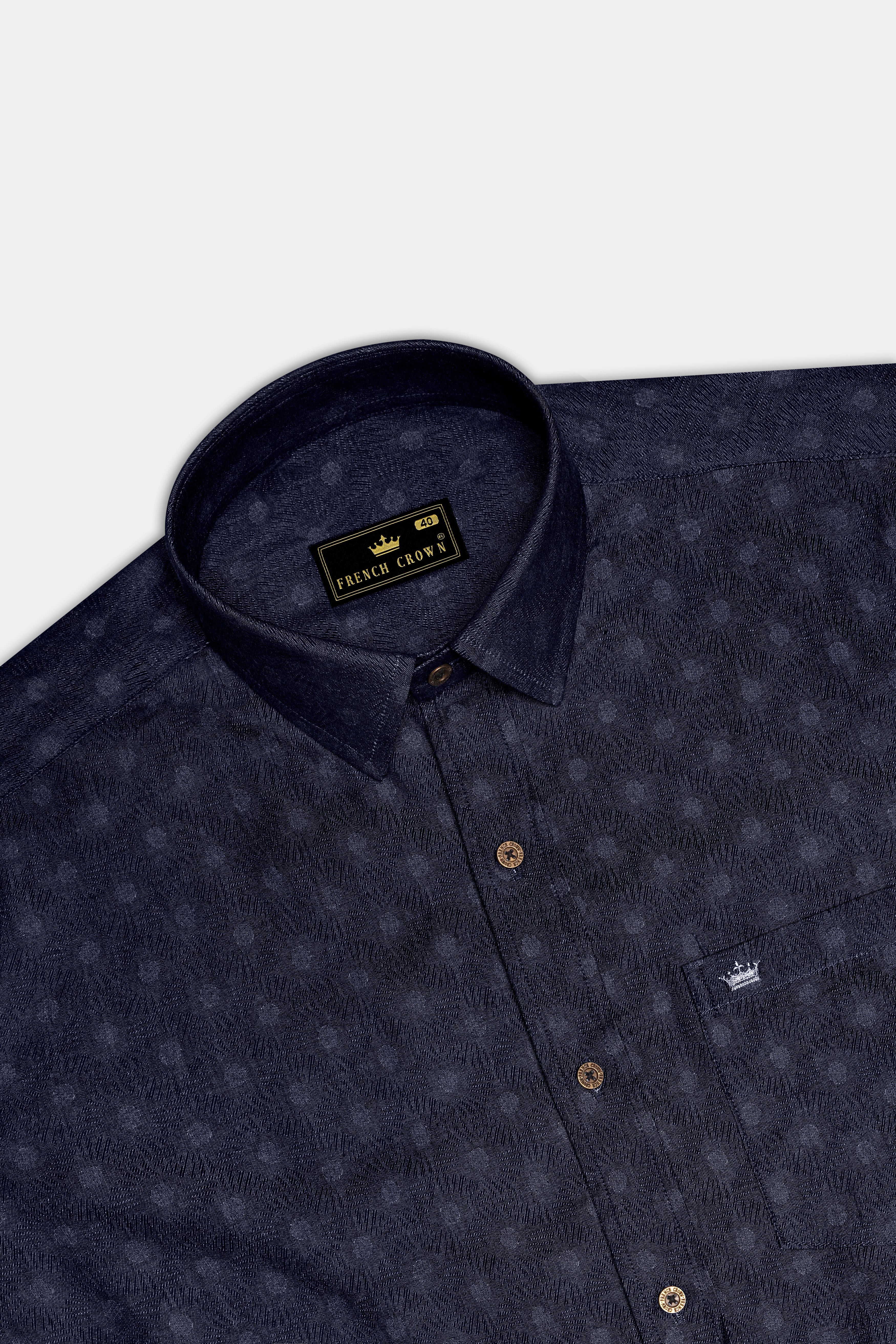 Bluvivo-Firefly Denim Blue Polka Dots Printed Super Soft Premium Cotton Casual Shirt - Image 5