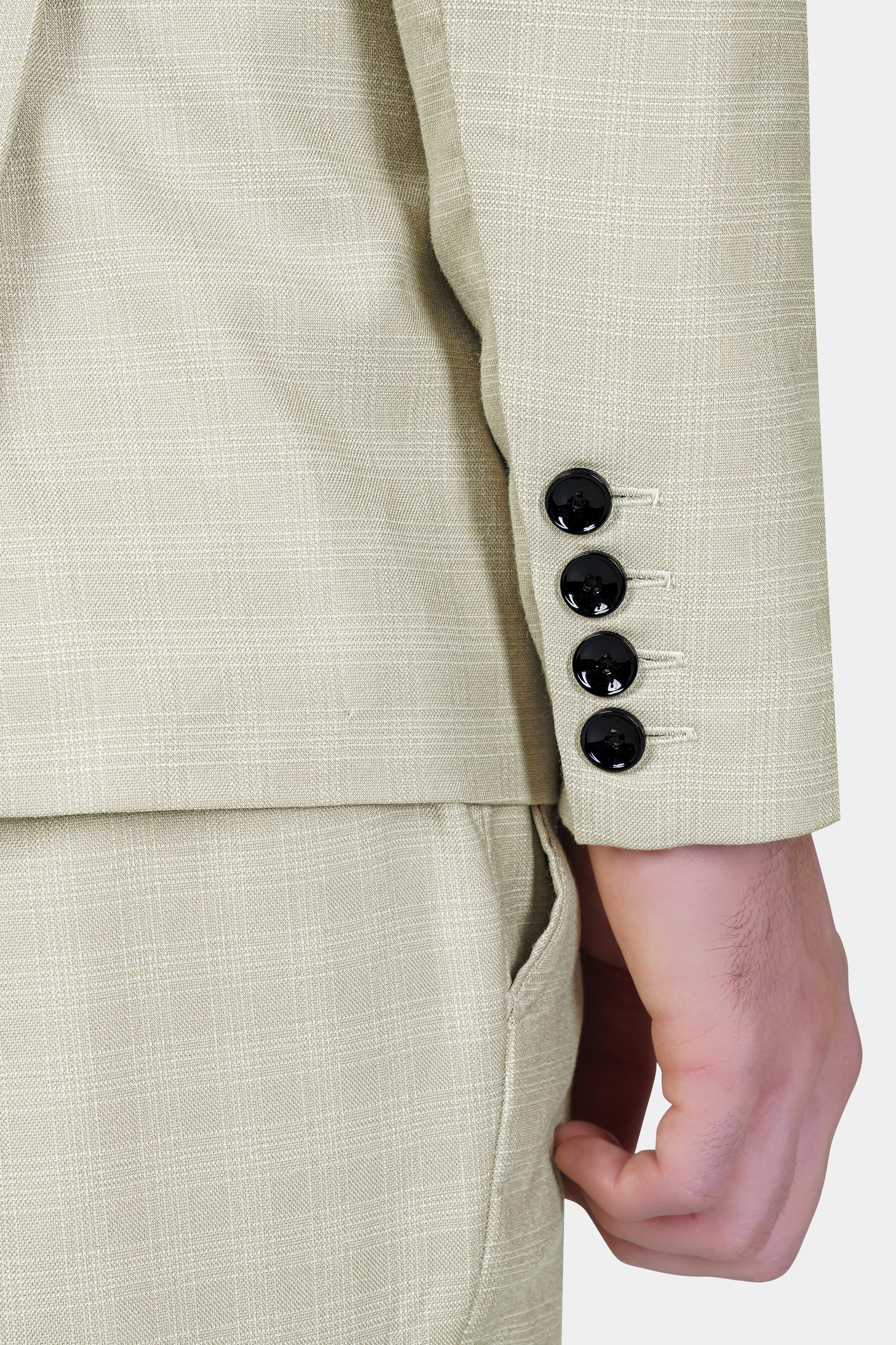 Bone Cream Subtle Plaid Woolrich Suit - Image 4