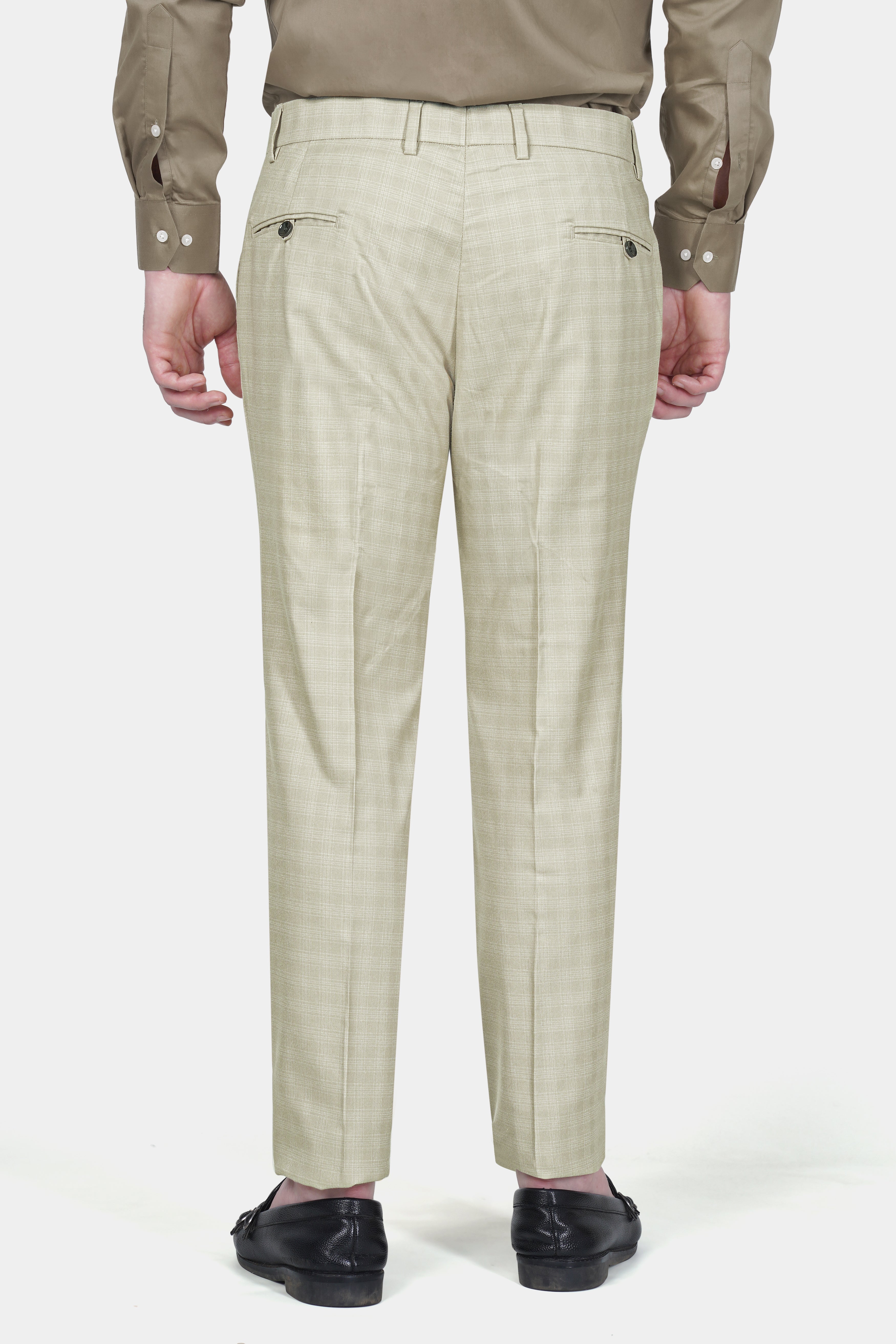 Bone Cream Subtle Plaid Woolrich Suit - Image 8