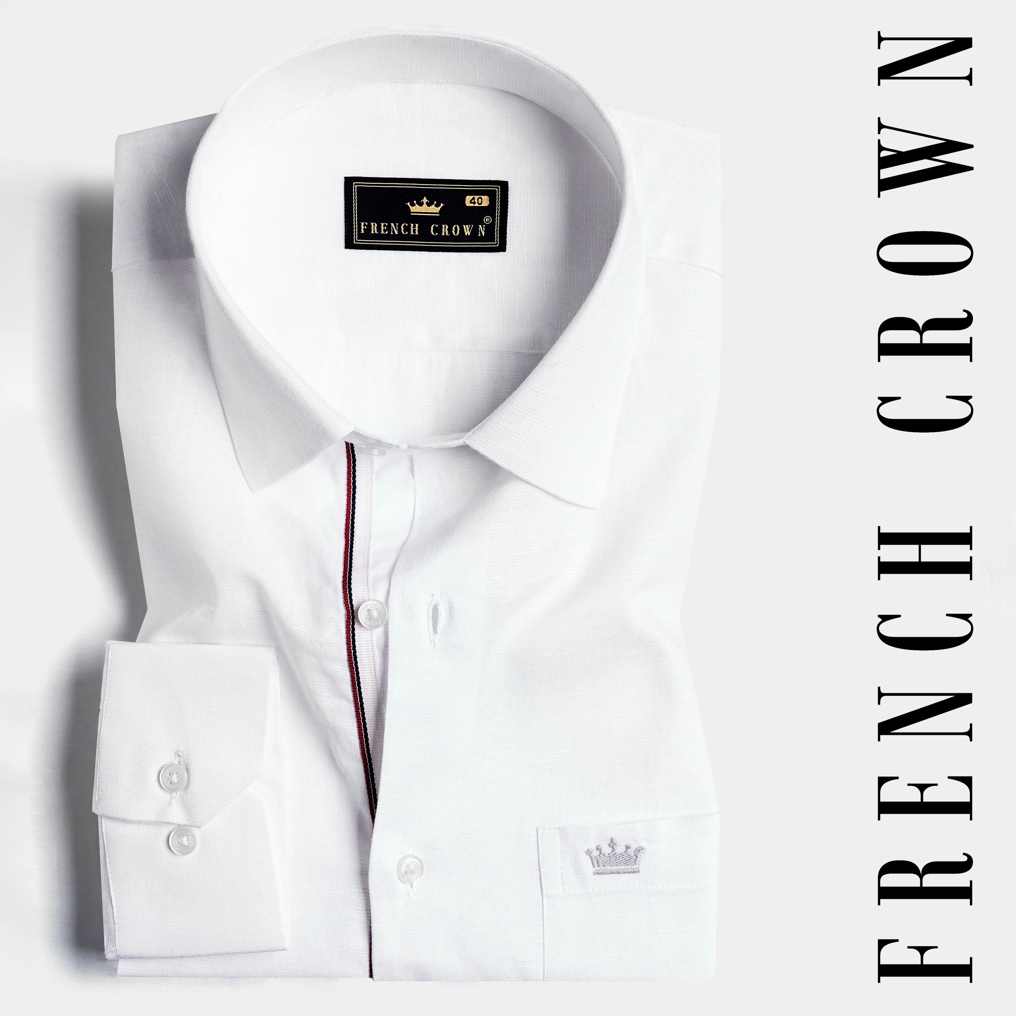 Bright White Detailed Luxurious Italian Linen SHIRT - Image 10
