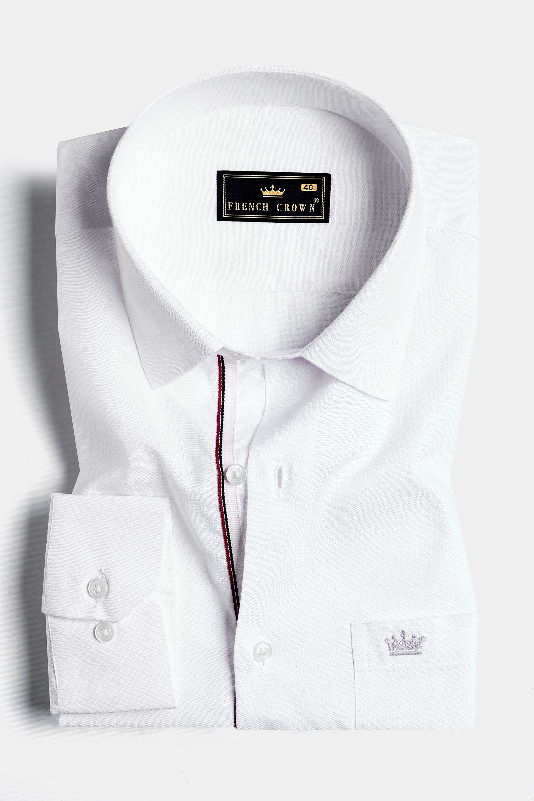 Bright White Detailed Luxurious Italian Linen SHIRT - Image 3