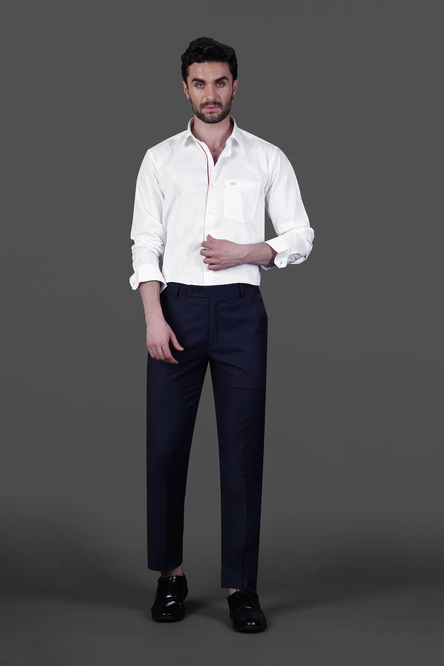 Bright White Detailed Luxurious Italian Linen SHIRT - Image 7