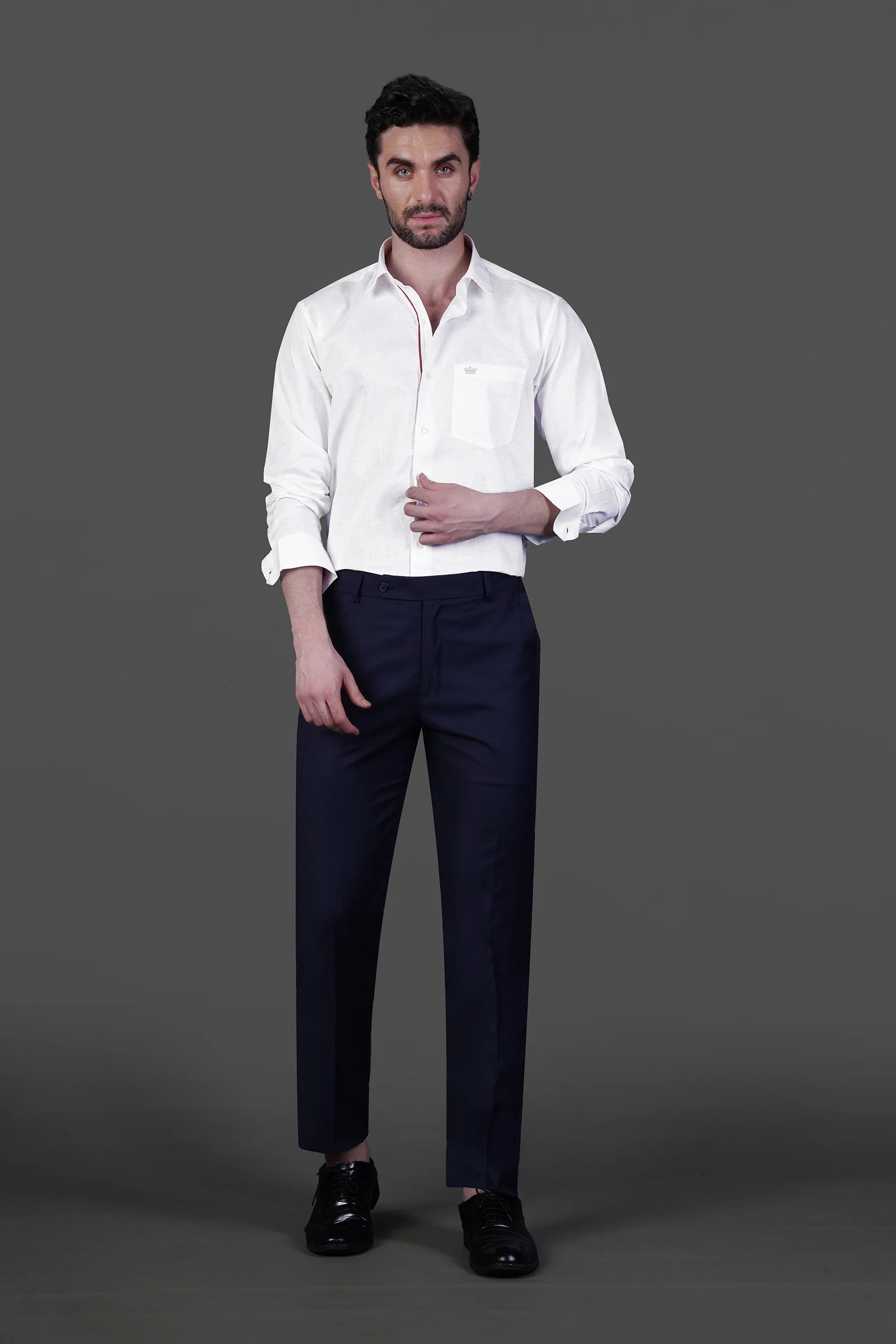 Bright White Detailed Luxurious Italian Linen SHIRT - Image 8