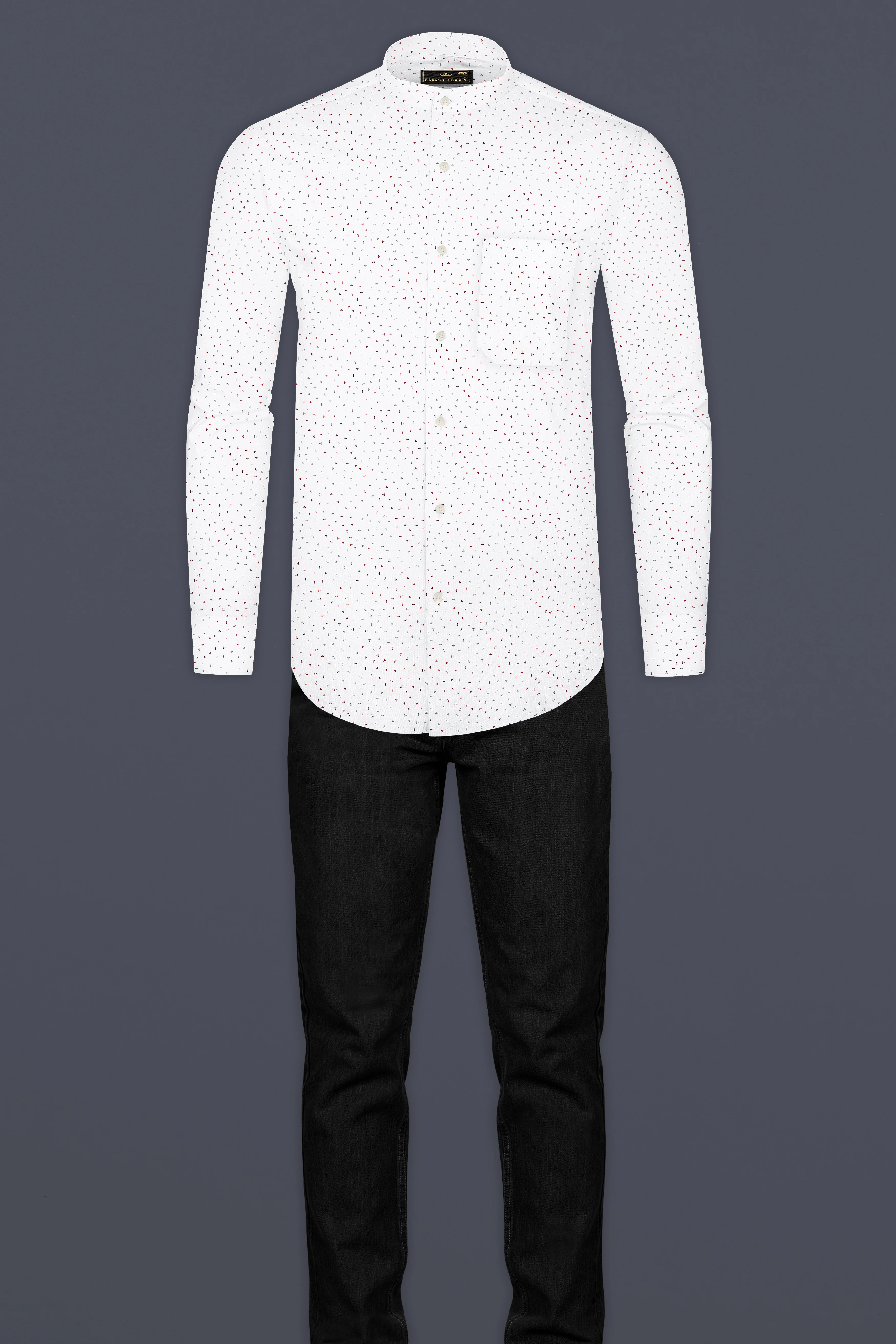 Bright White Dobby Textured Premium Giza Cotton Shirt - Image 6