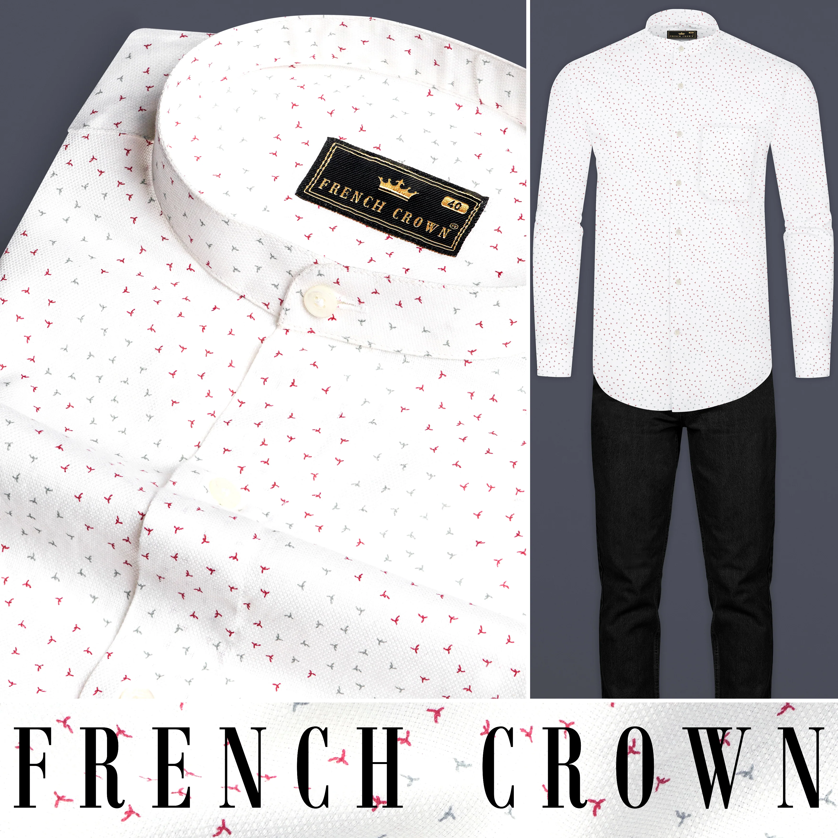 Bright White Dobby Textured Premium Giza Cotton Shirt - Image 8