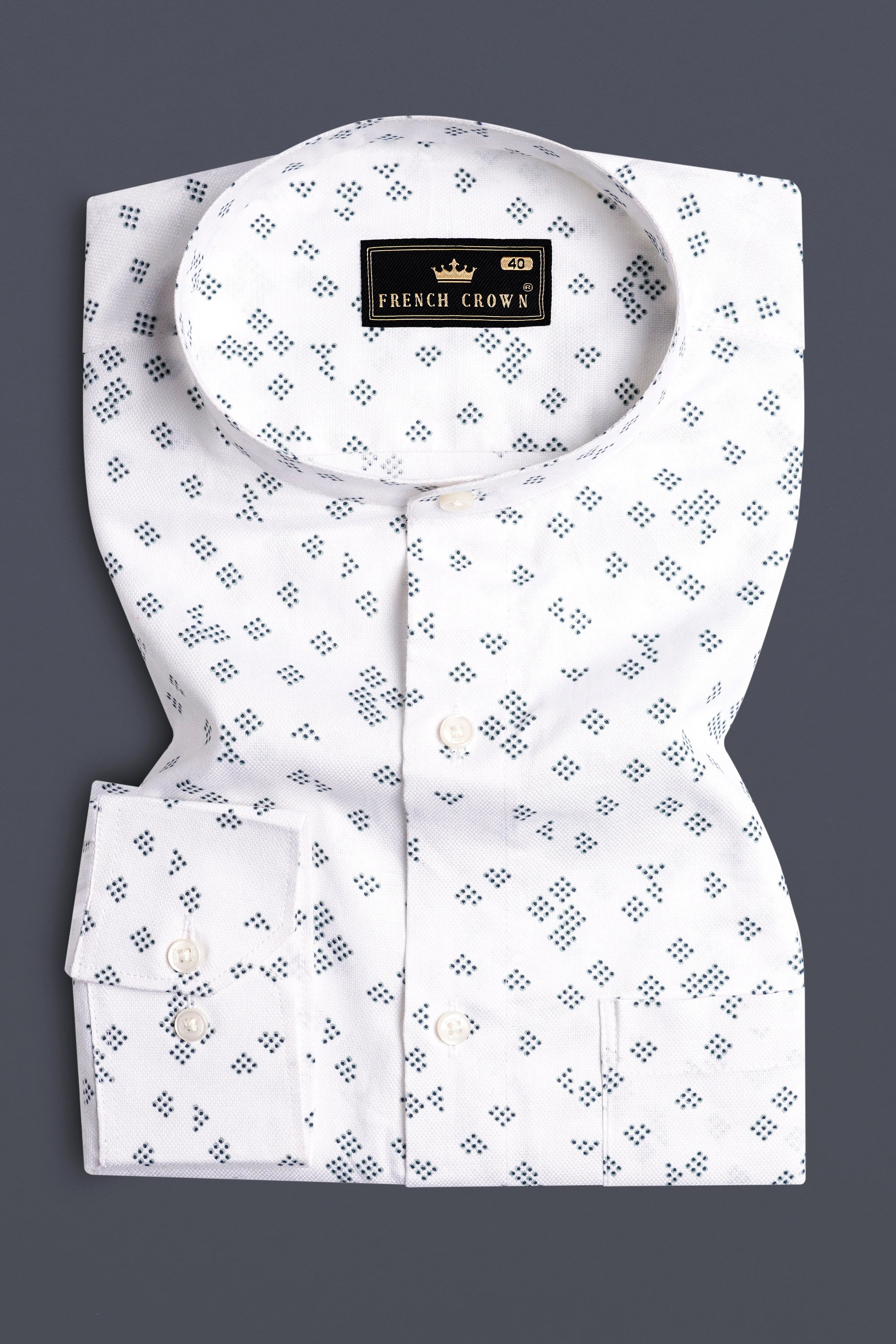 Bright White Dobby Textured Premium Giza Cotton Shirt - Image 3