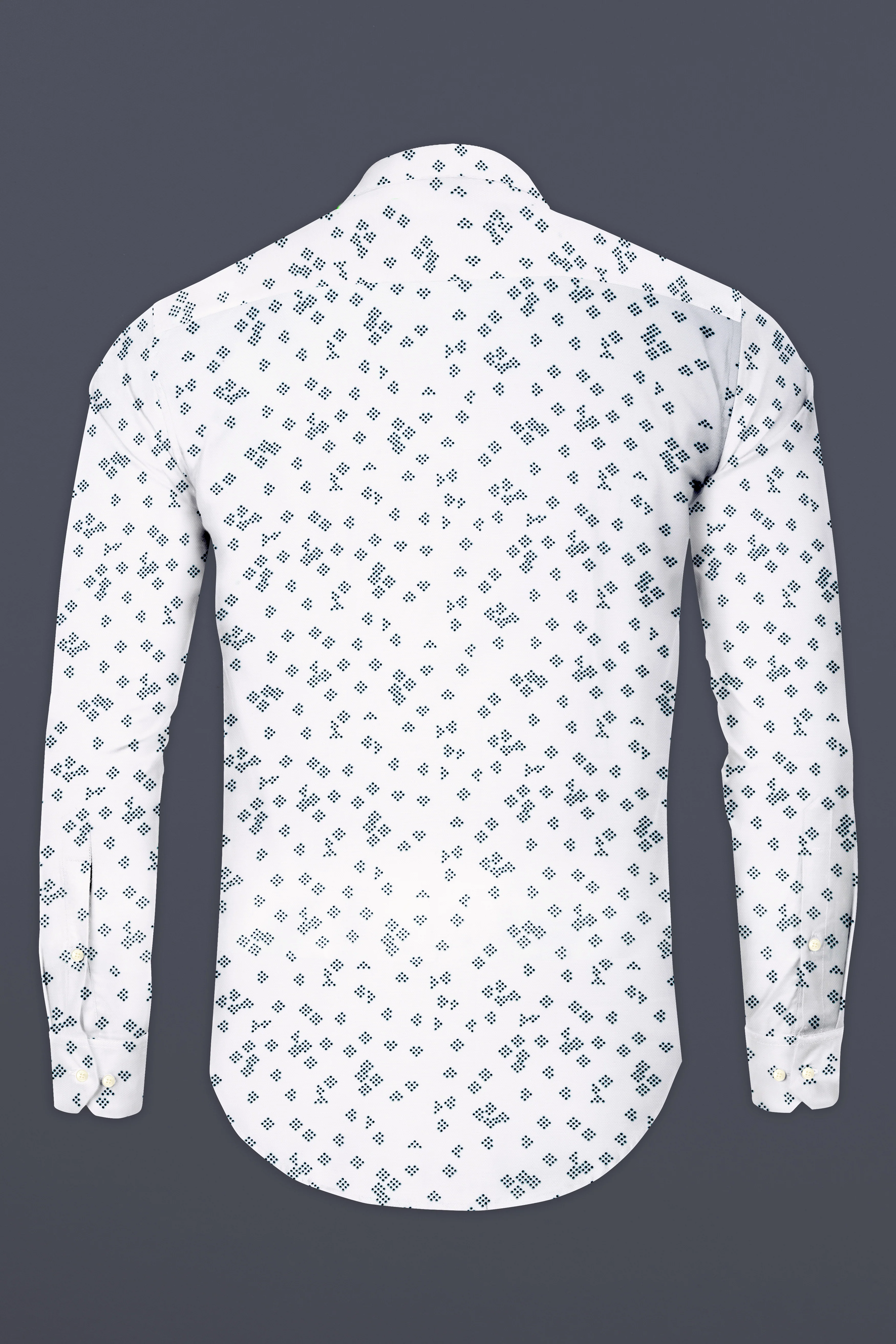 Bright White Dobby Textured Premium Giza Cotton Shirt - Image 5