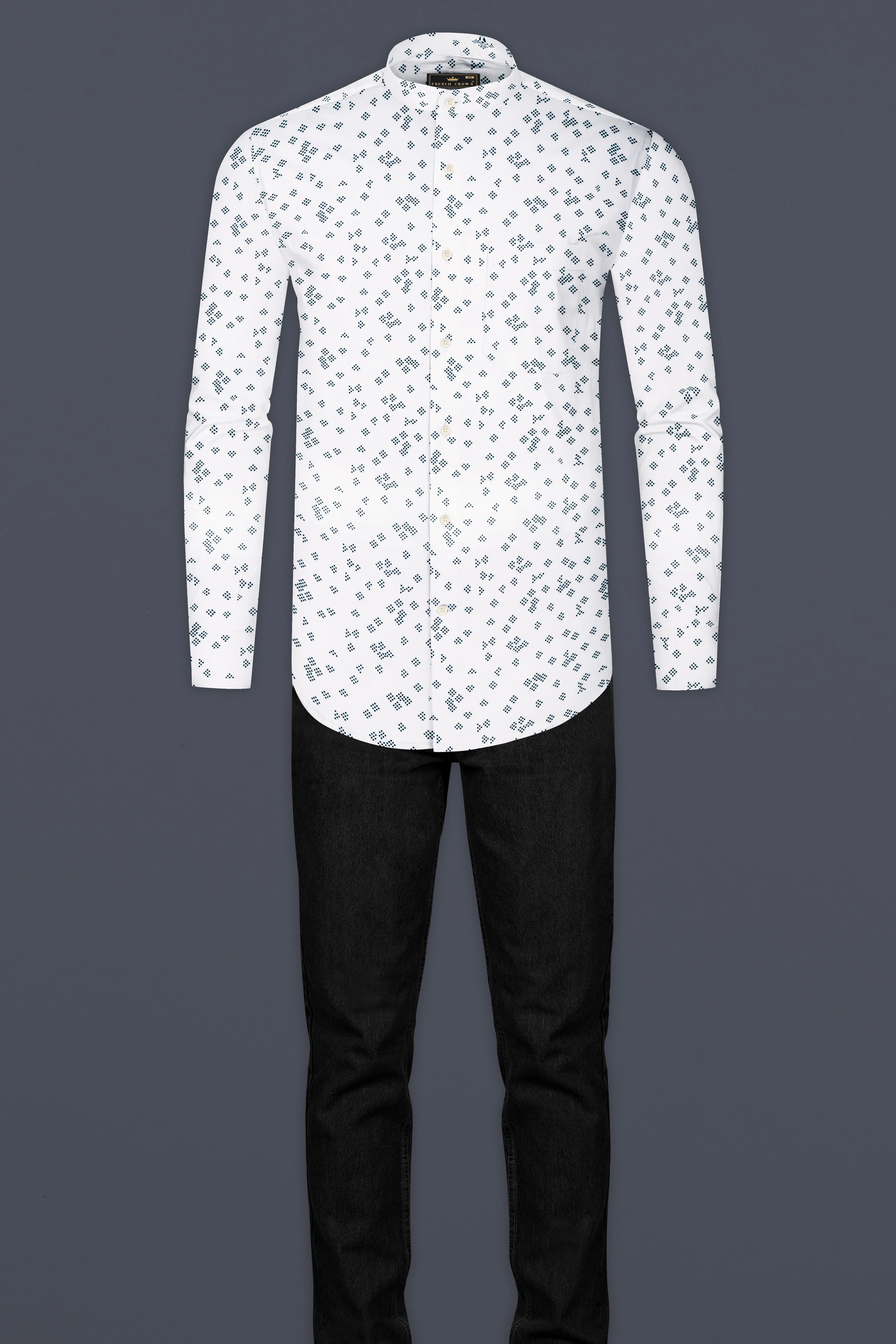Bright White Dobby Textured Premium Giza Cotton Shirt - Image 6