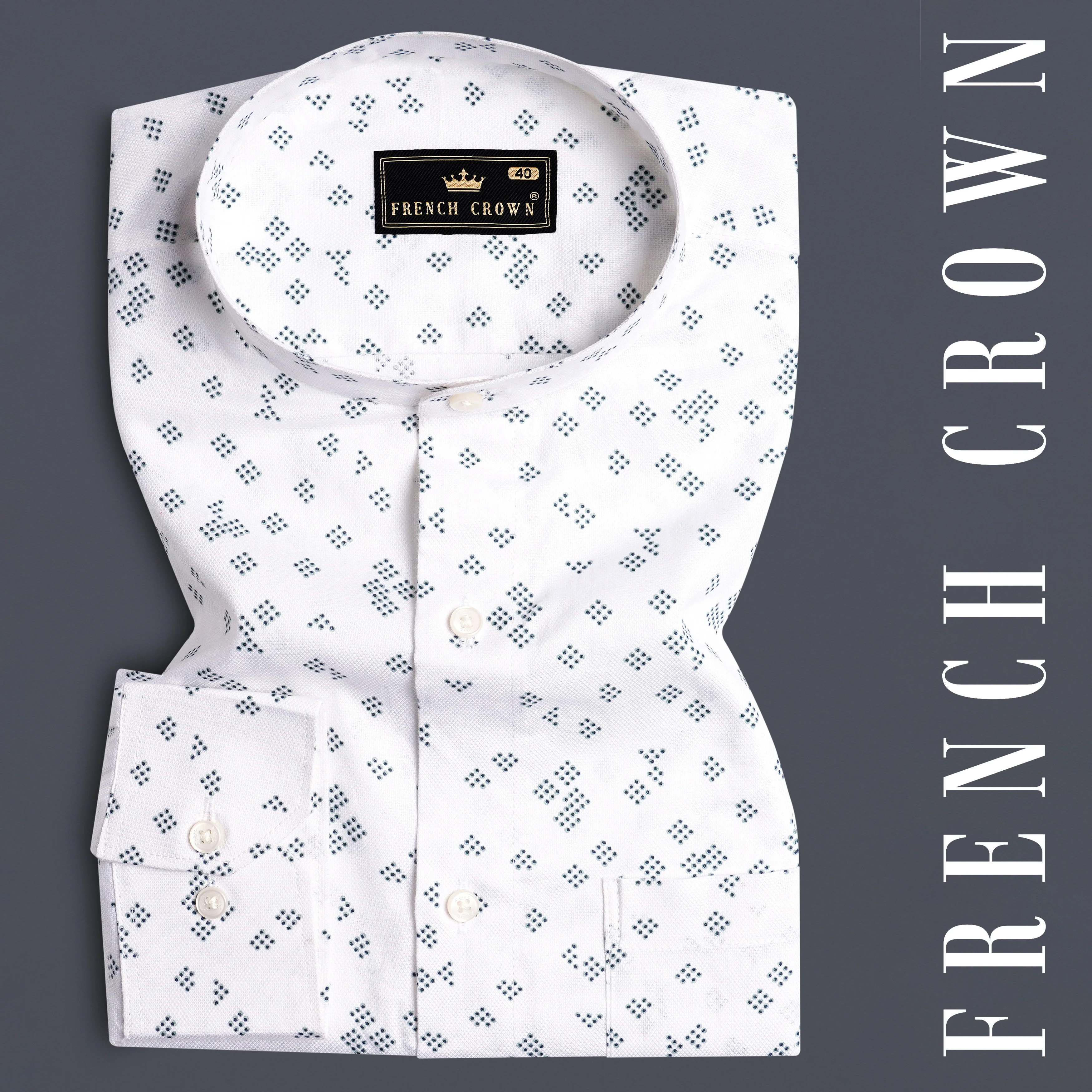 Bright White Dobby Textured Premium Giza Cotton Shirt - Image 7