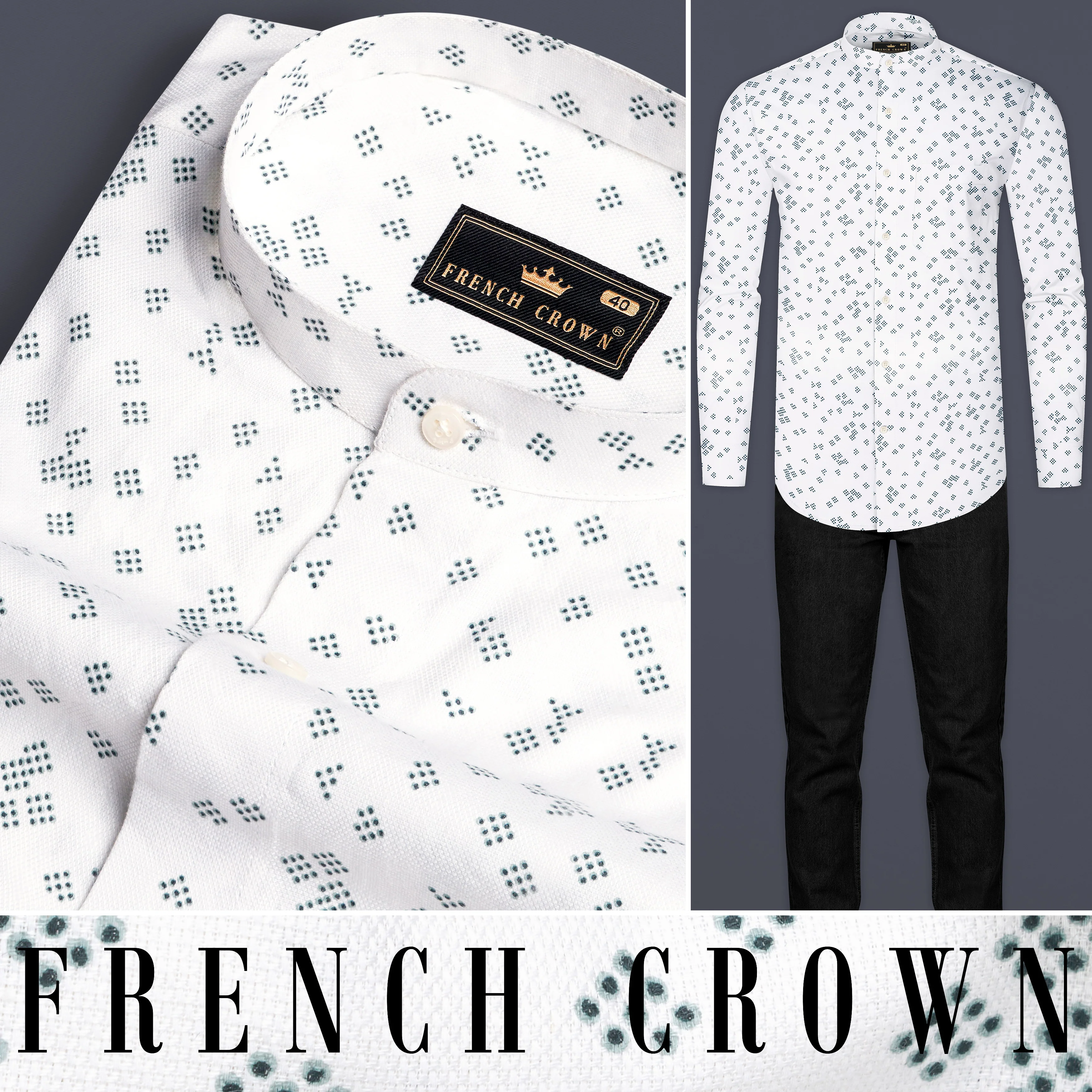 Bright White Dobby Textured Premium Giza Cotton Shirt - Image 8