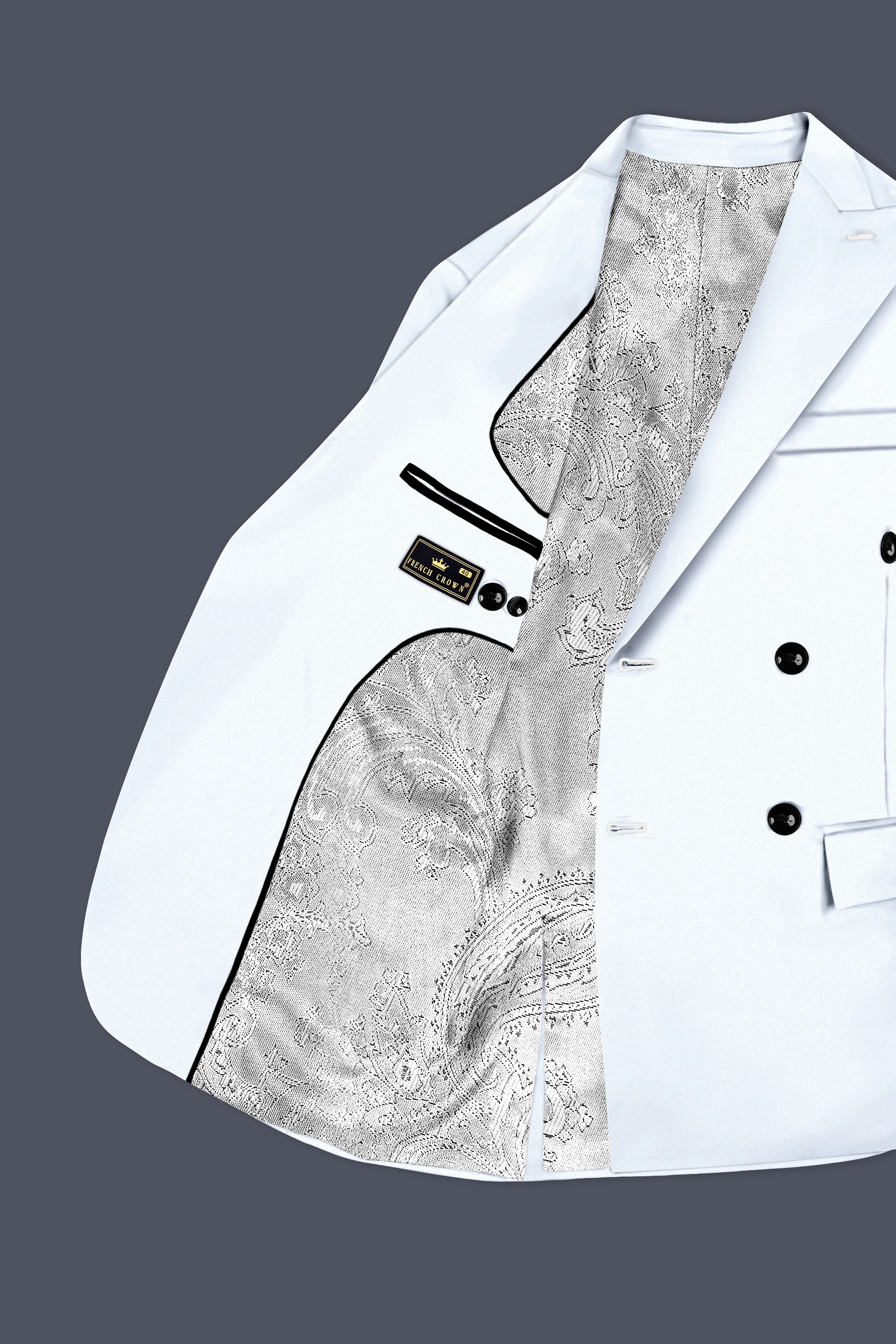 Bright White Stretchable Subtle Sheen Double Breasted Blazer - Image 4