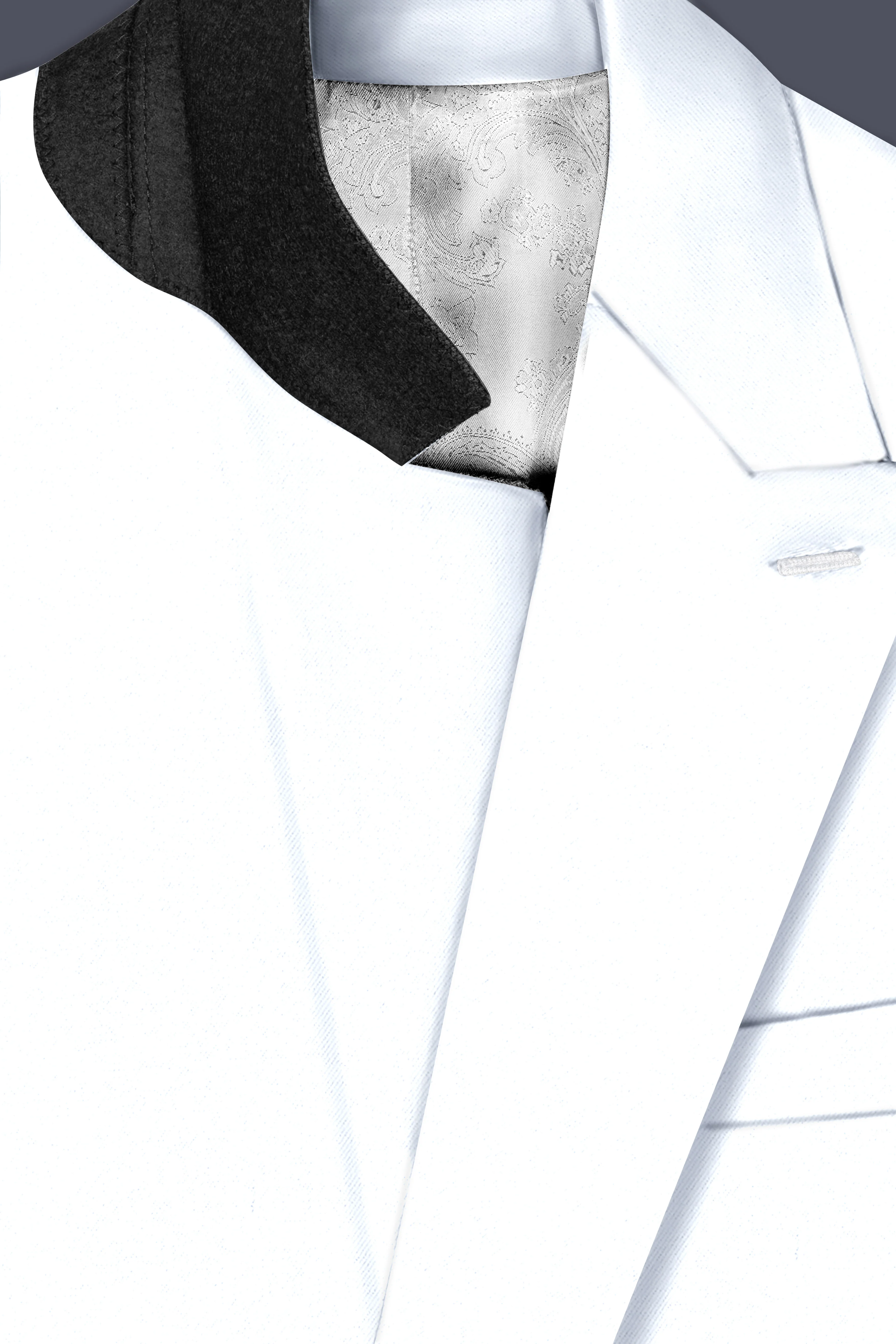 Bright White Stretchable Subtle Sheen Double Breasted Blazer - Image 5