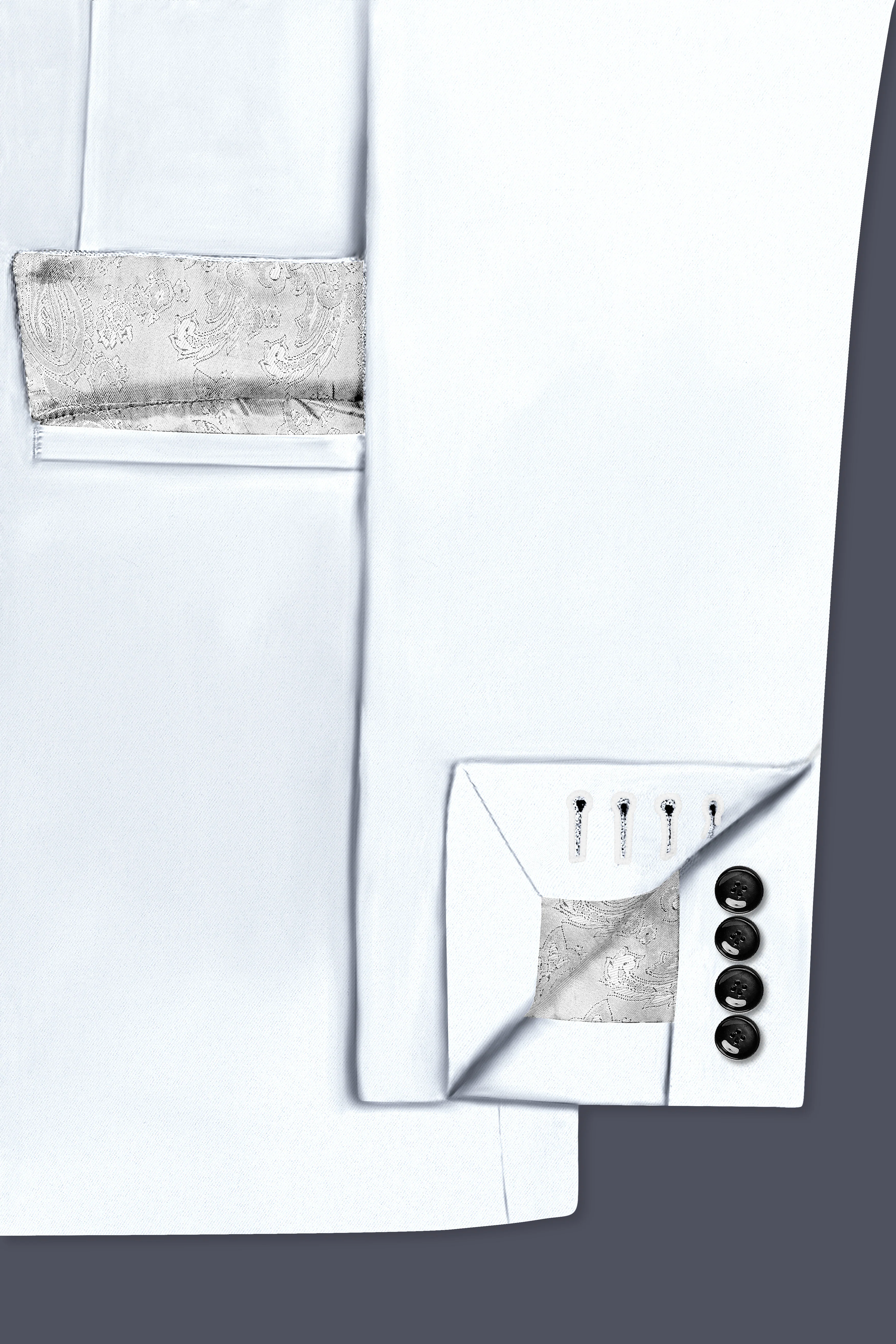 Bright White Stretchable Subtle Sheen Double Breasted Blazer - Image 6