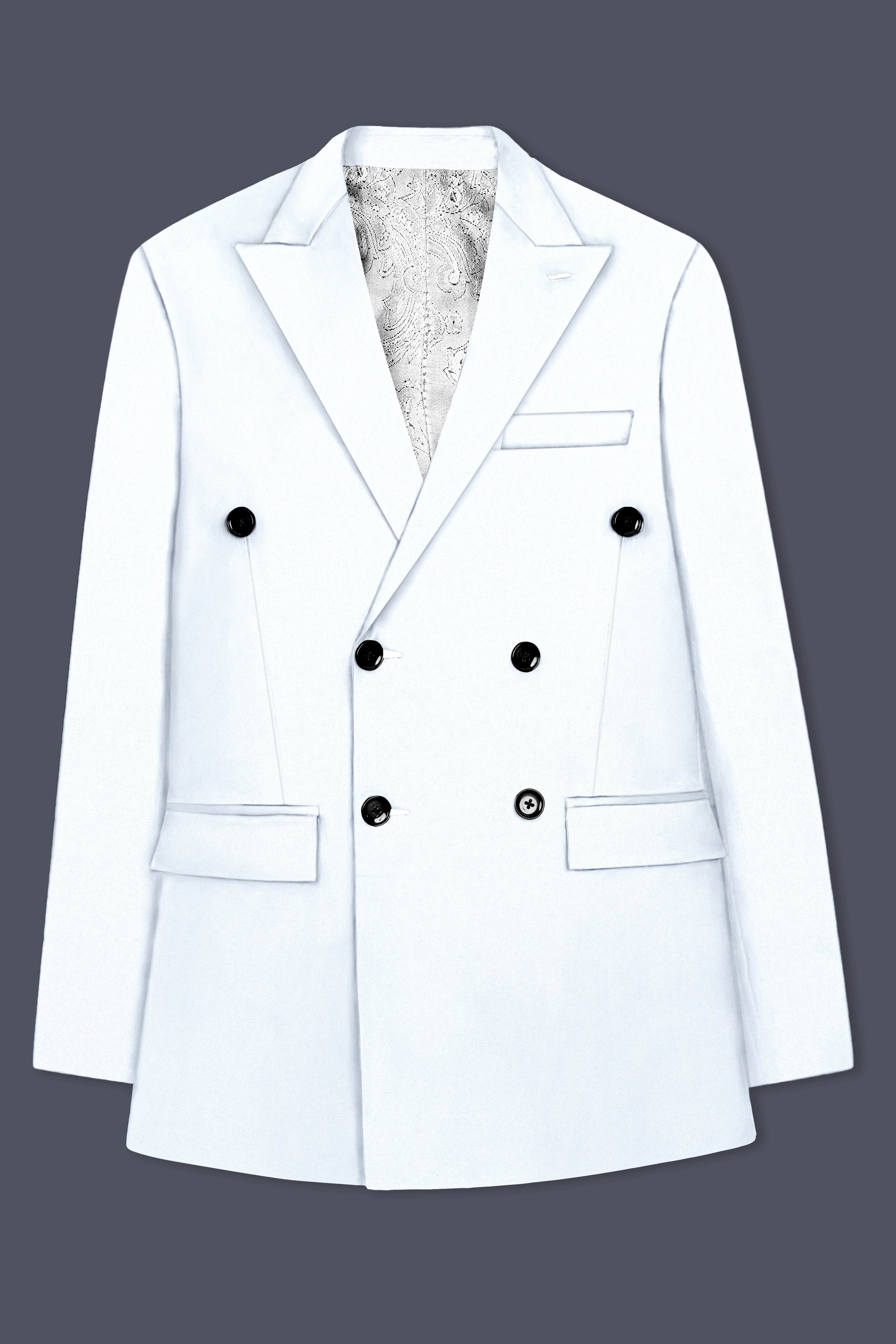Bright White Stretchable Subtle Sheen Double Breasted Blazer - Image 7