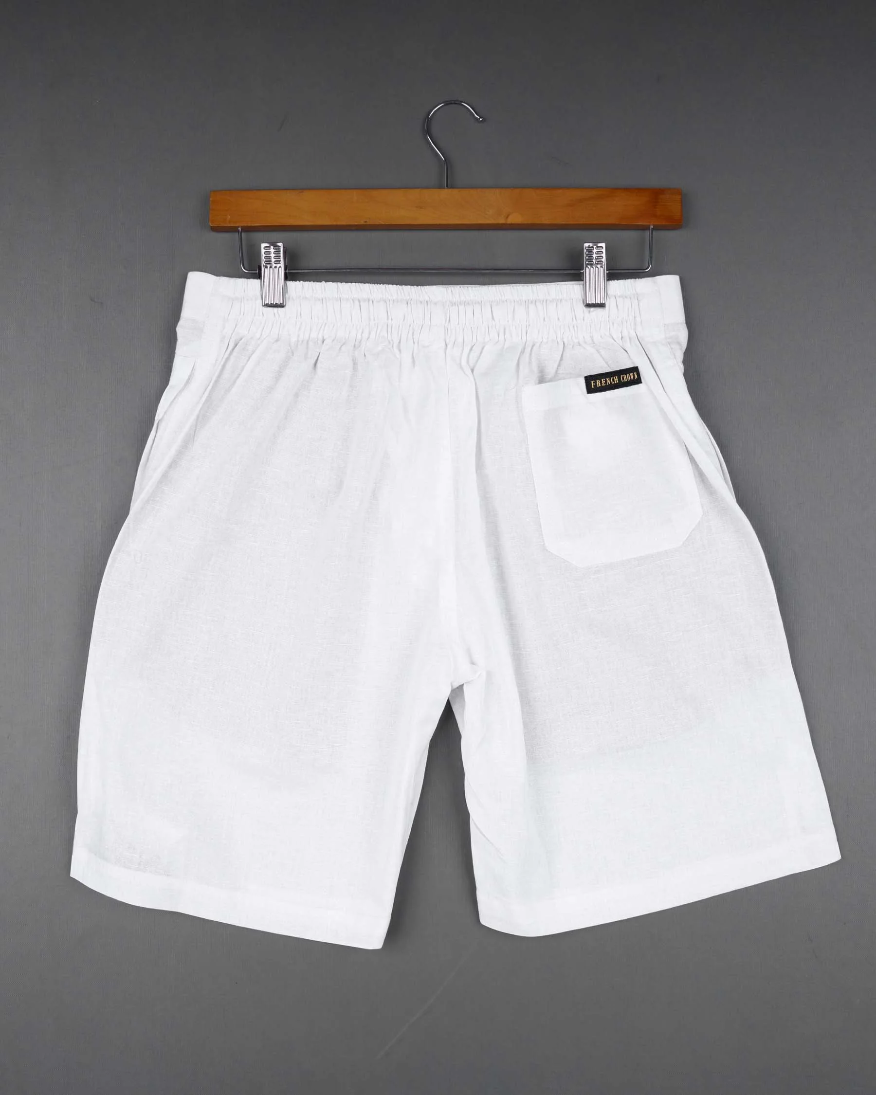 BRIGHT WHITE Luxurious LINEN SHORTS - Image 4