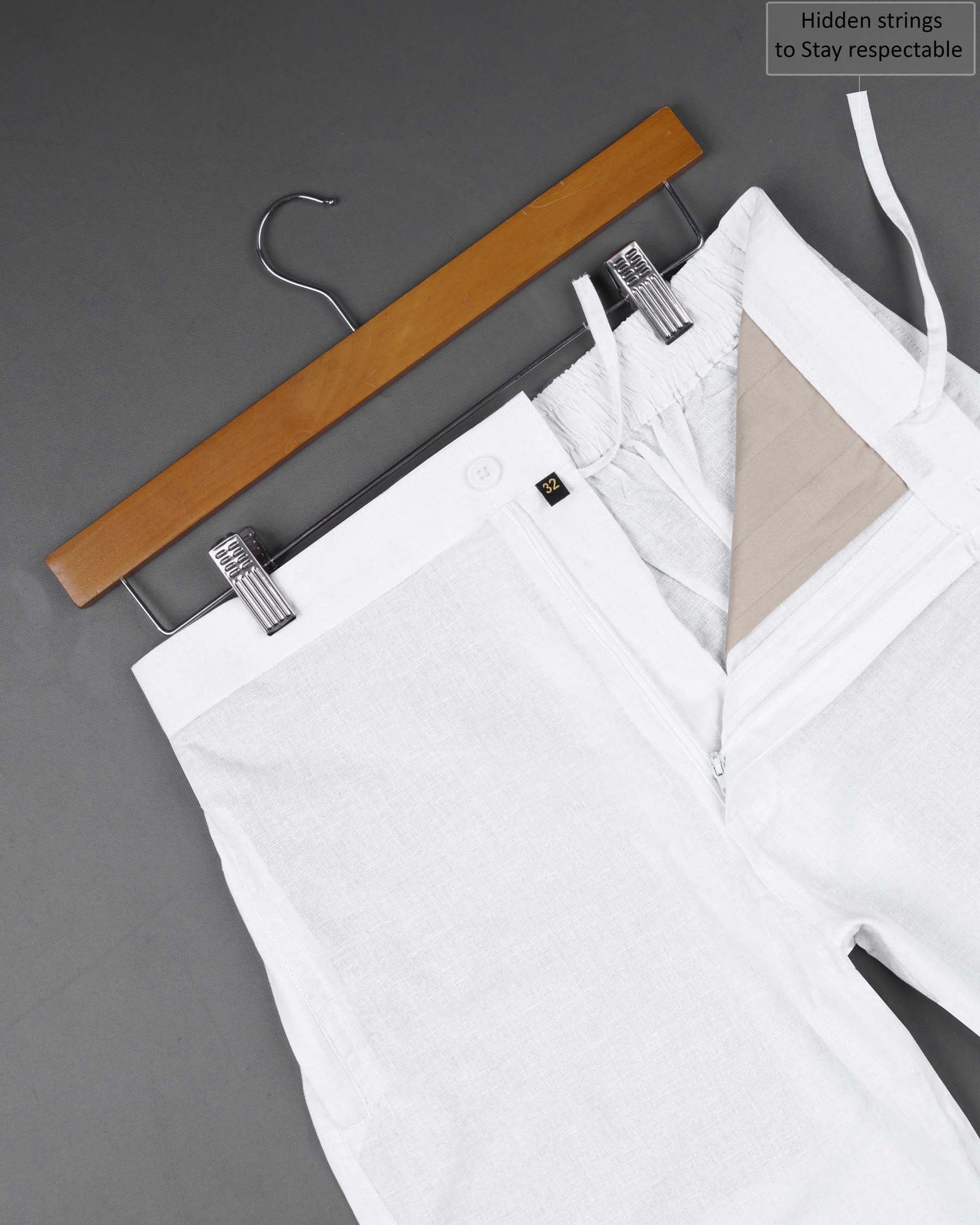 BRIGHT WHITE Luxurious LINEN SHORTS - Image 5