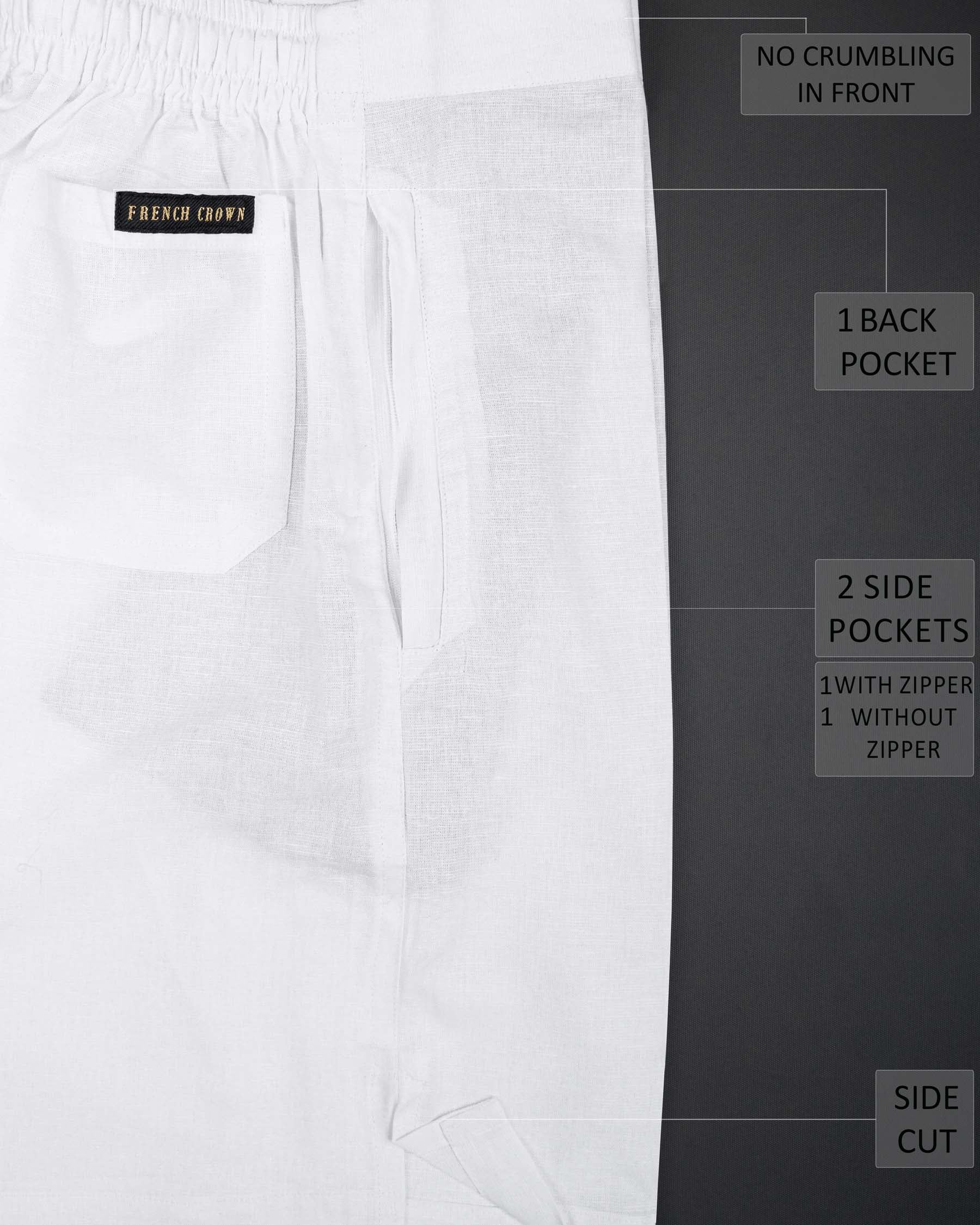 BRIGHT WHITE Luxurious LINEN SHORTS - Image 6