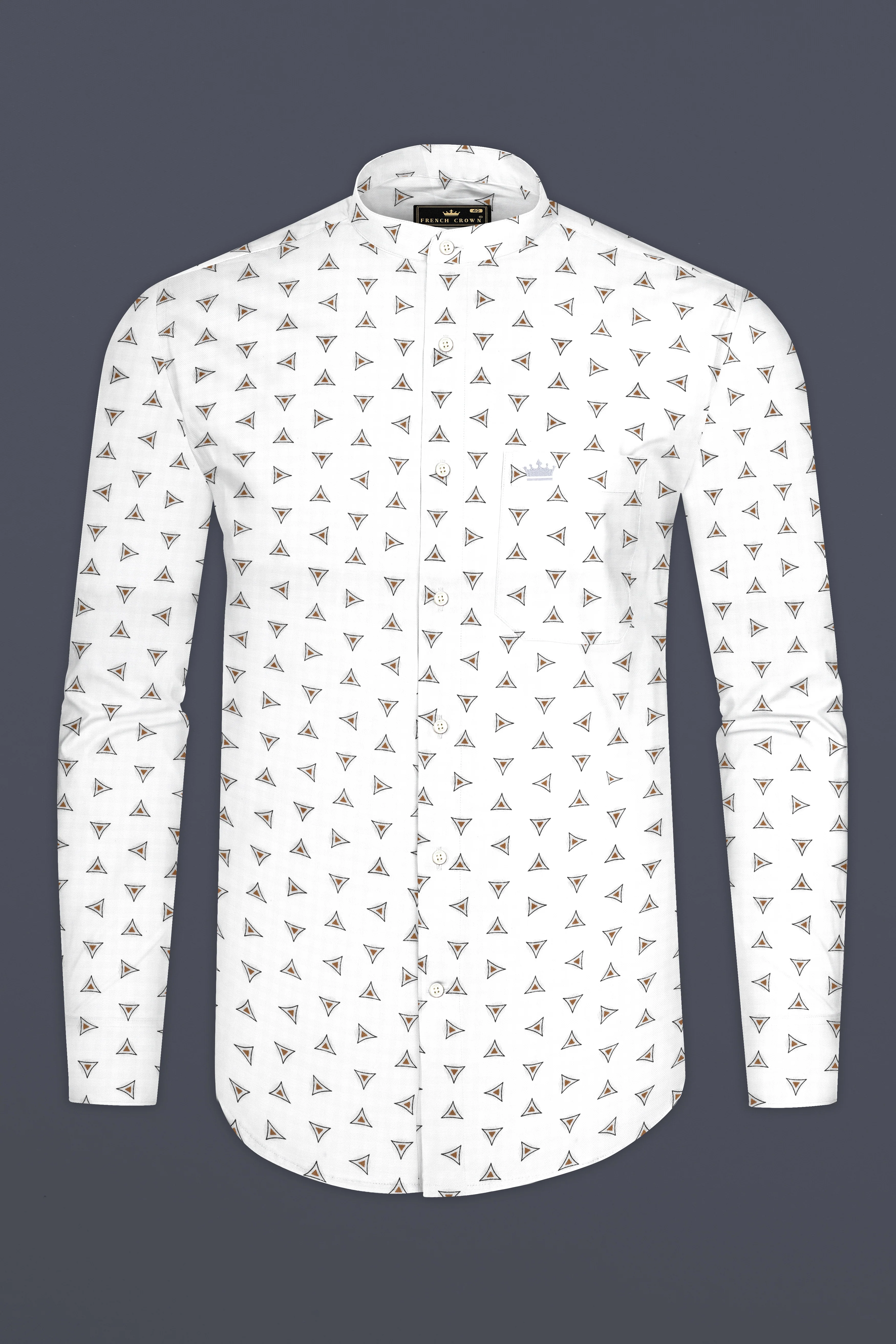 Bright White Printed Super Soft Premium Cotton Shirt - Image 4
