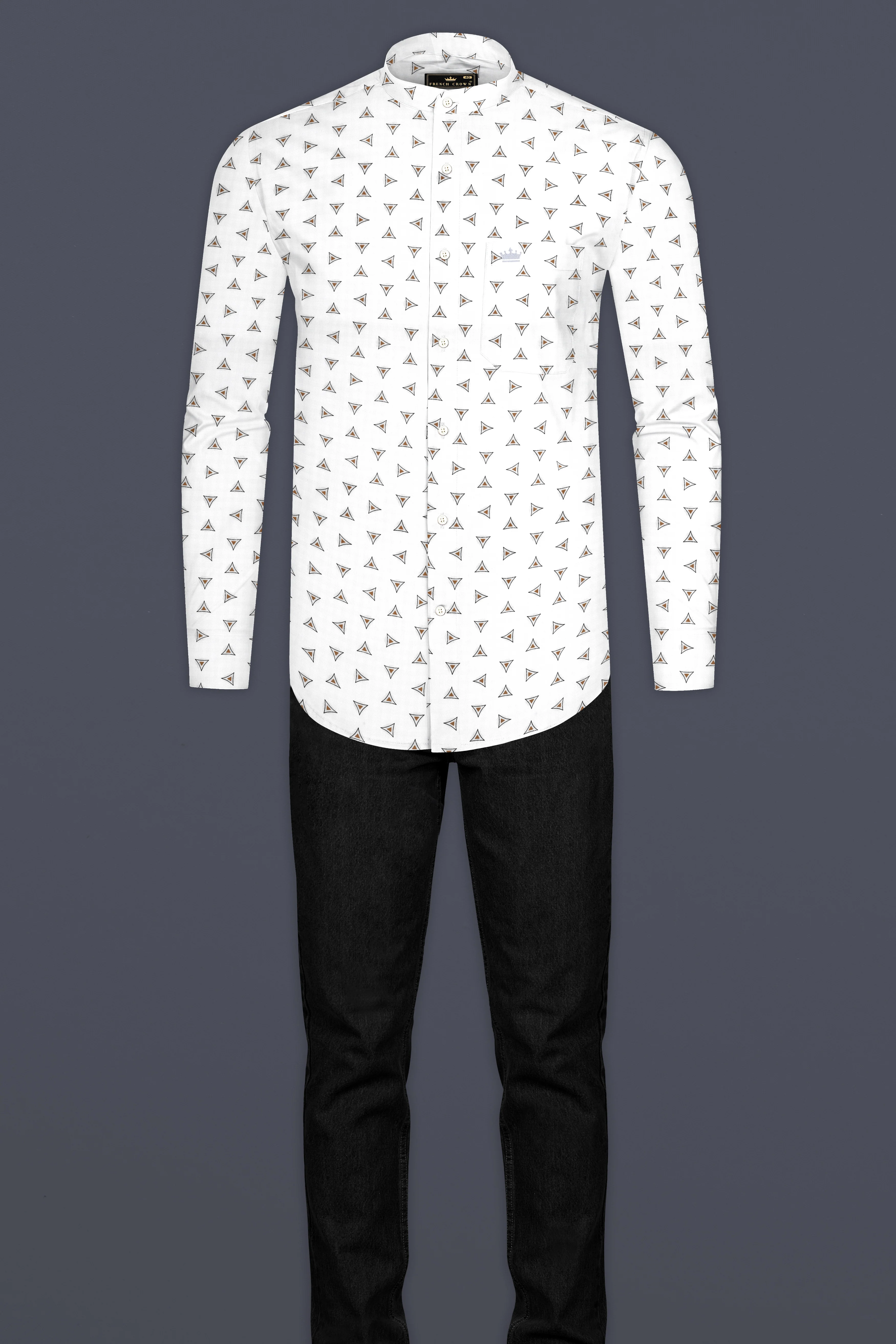 Bright White Printed Super Soft Premium Cotton Shirt - Image 6