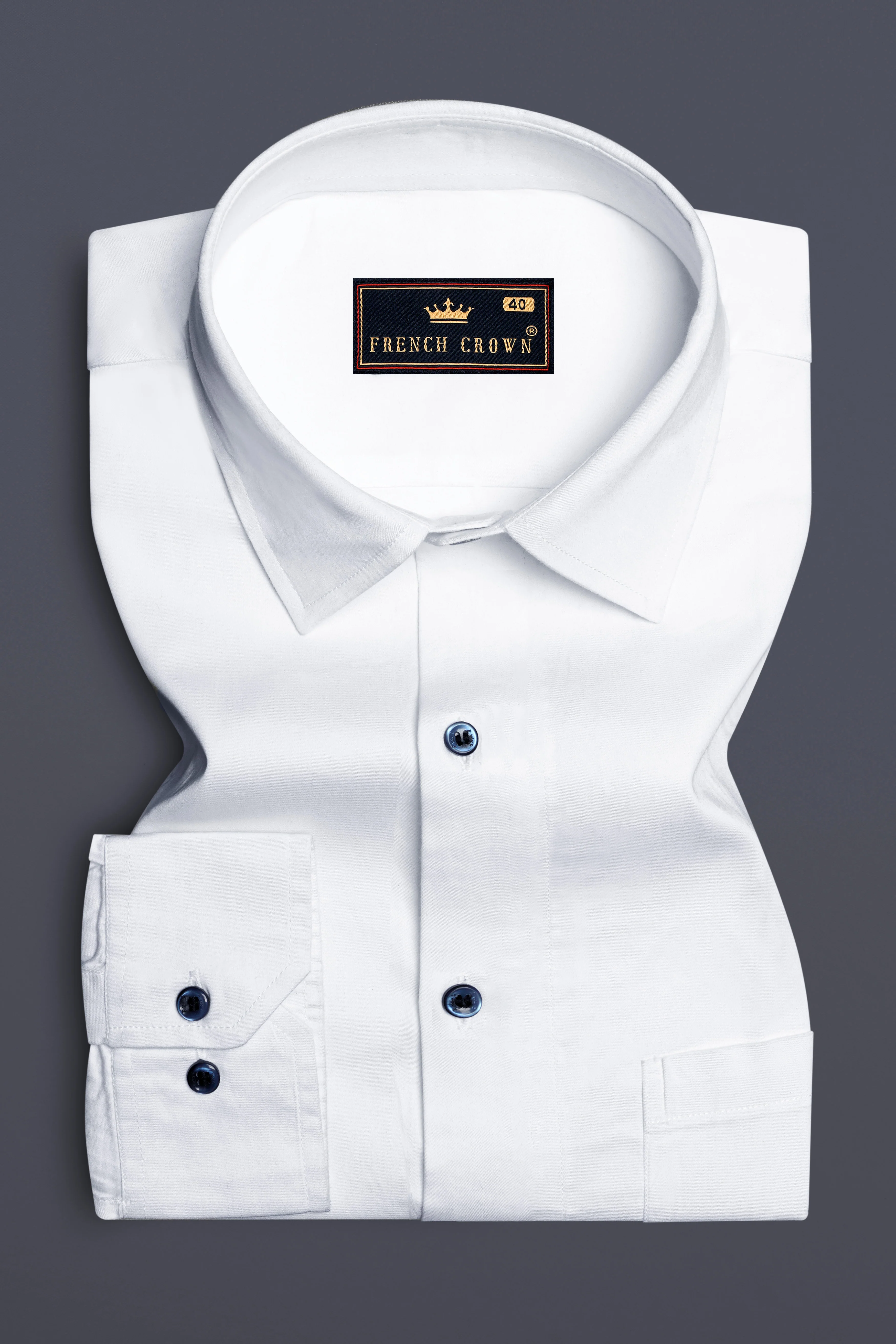 Bright White Subtle Sheen Super Soft Blue Button Premium Cotton Shirt - Image 4