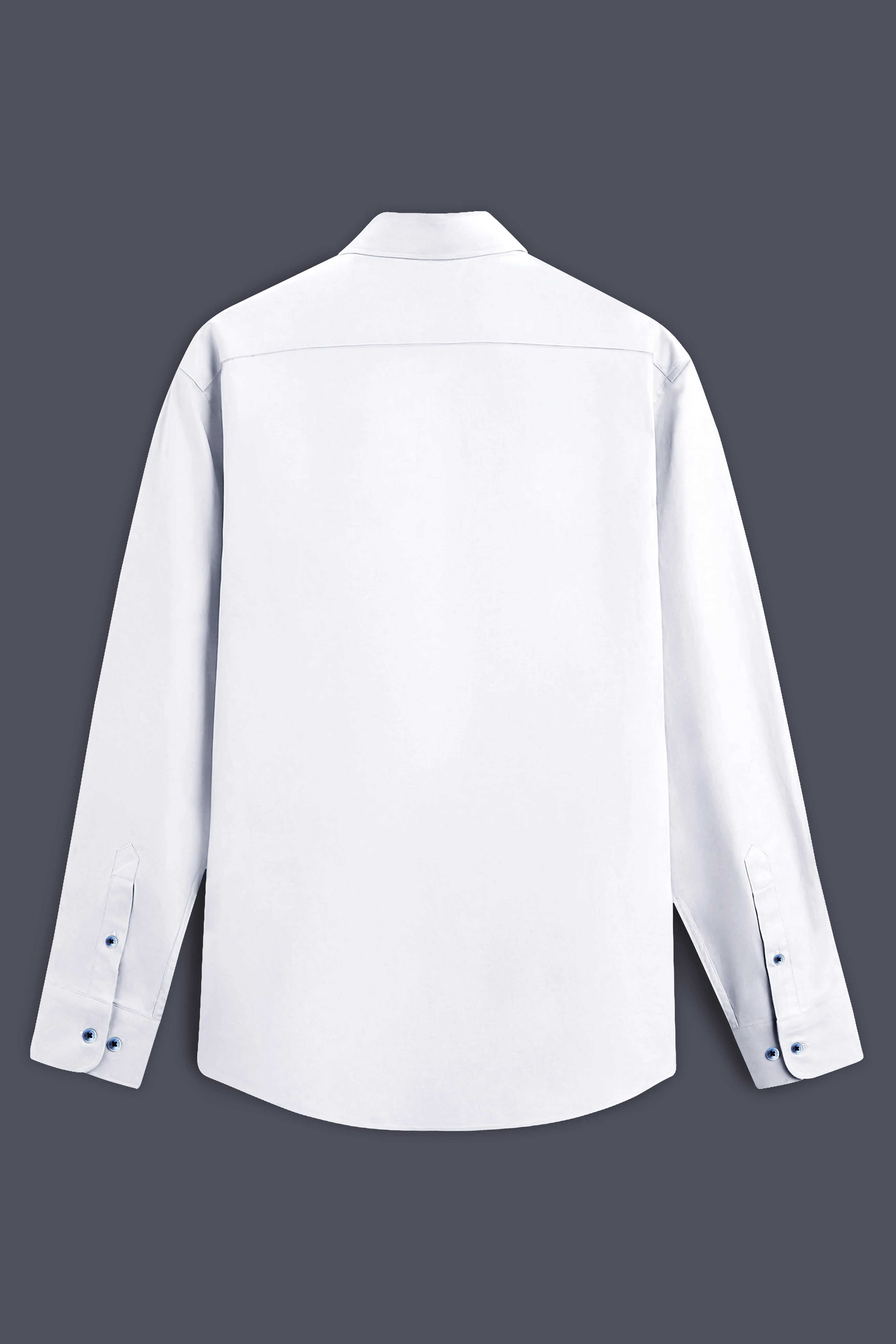 Bright White Subtle Sheen Super Soft Blue Button Premium Cotton Shirt - Image 6