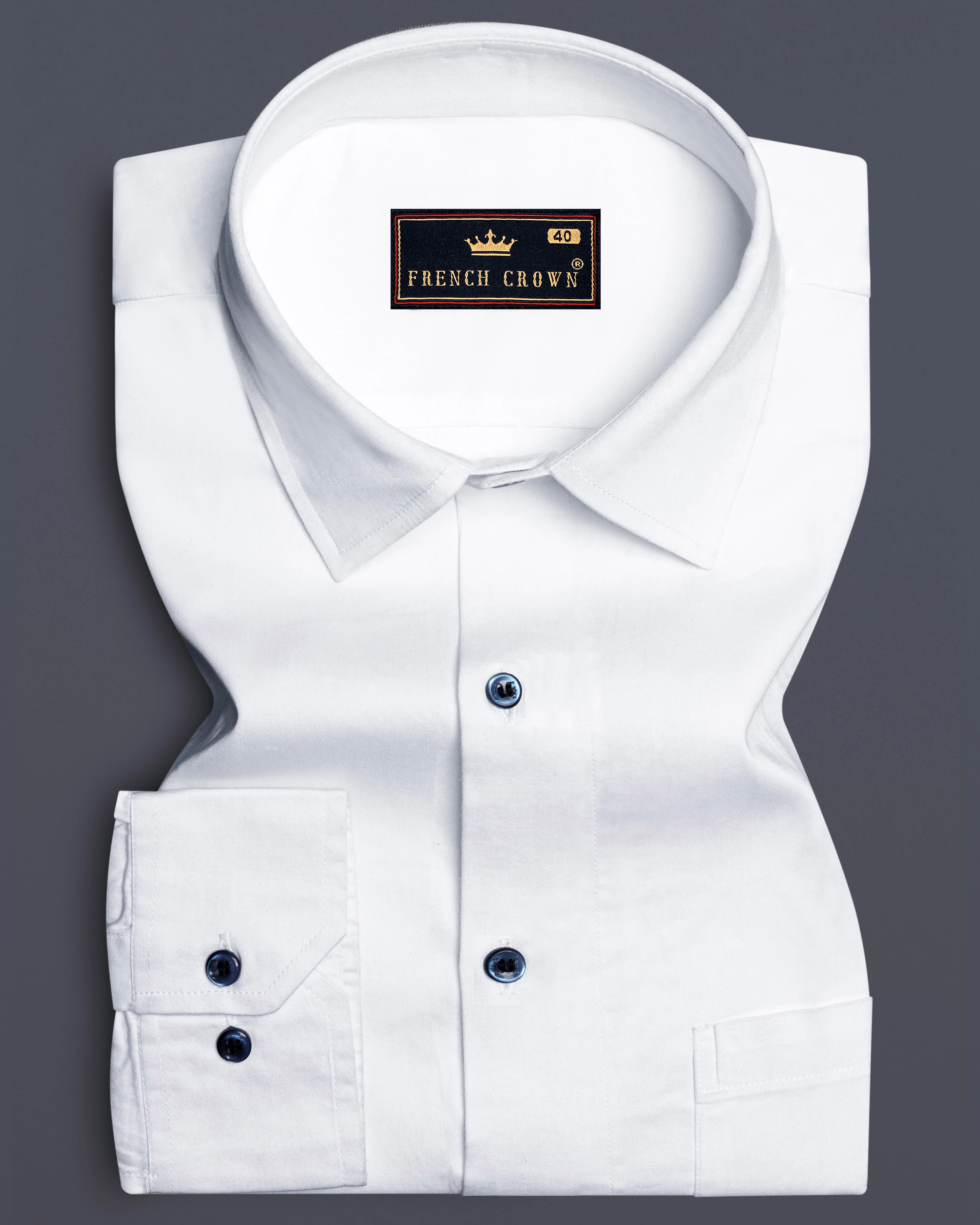 Bright White Subtle Sheen Super Soft Blue Button Premium Cotton Shirt - Image 7