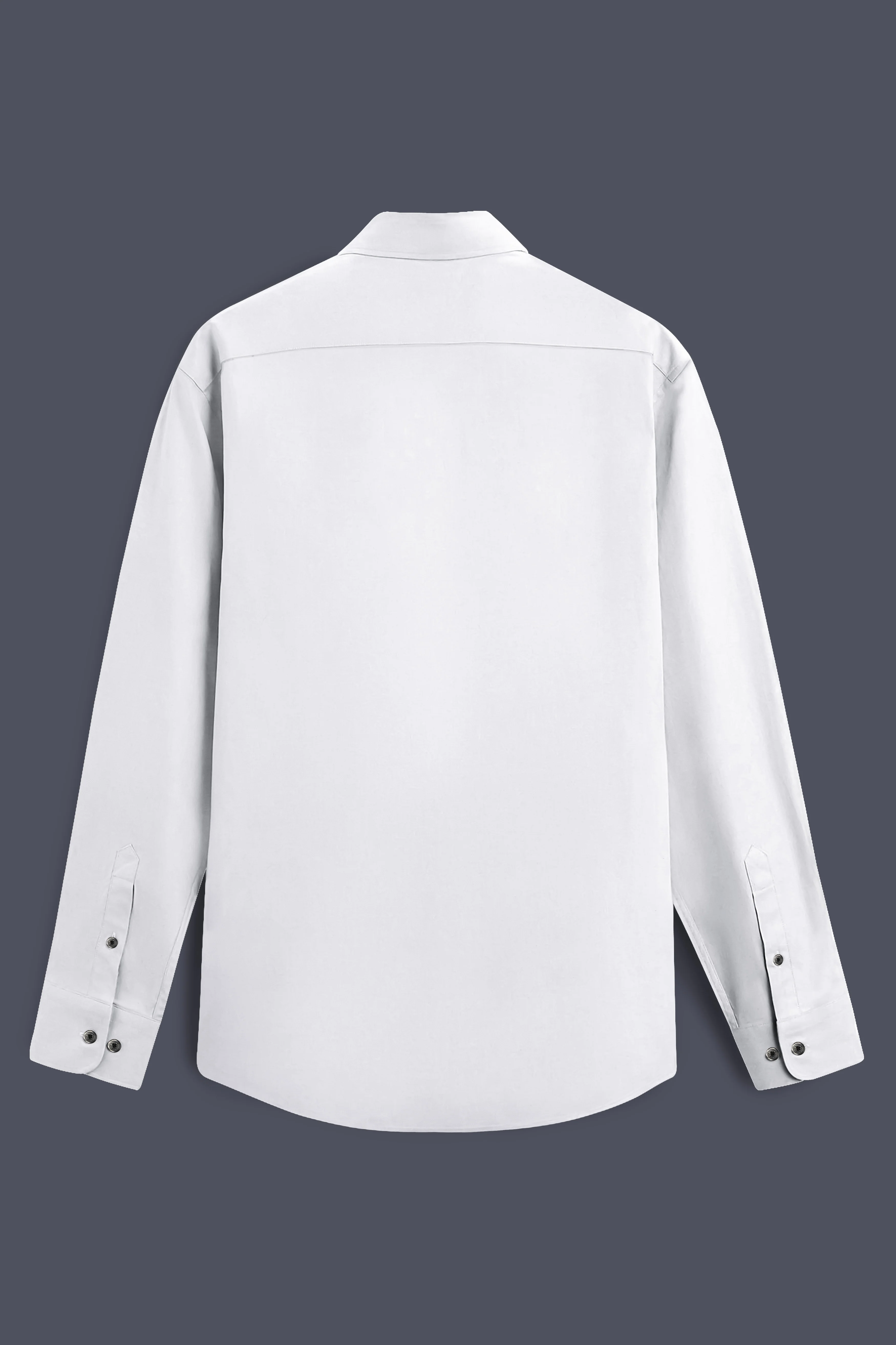 Bright White Subtle Sheen with Black Collar detailed Super Soft Giza Cotton SHIRT - Image 5