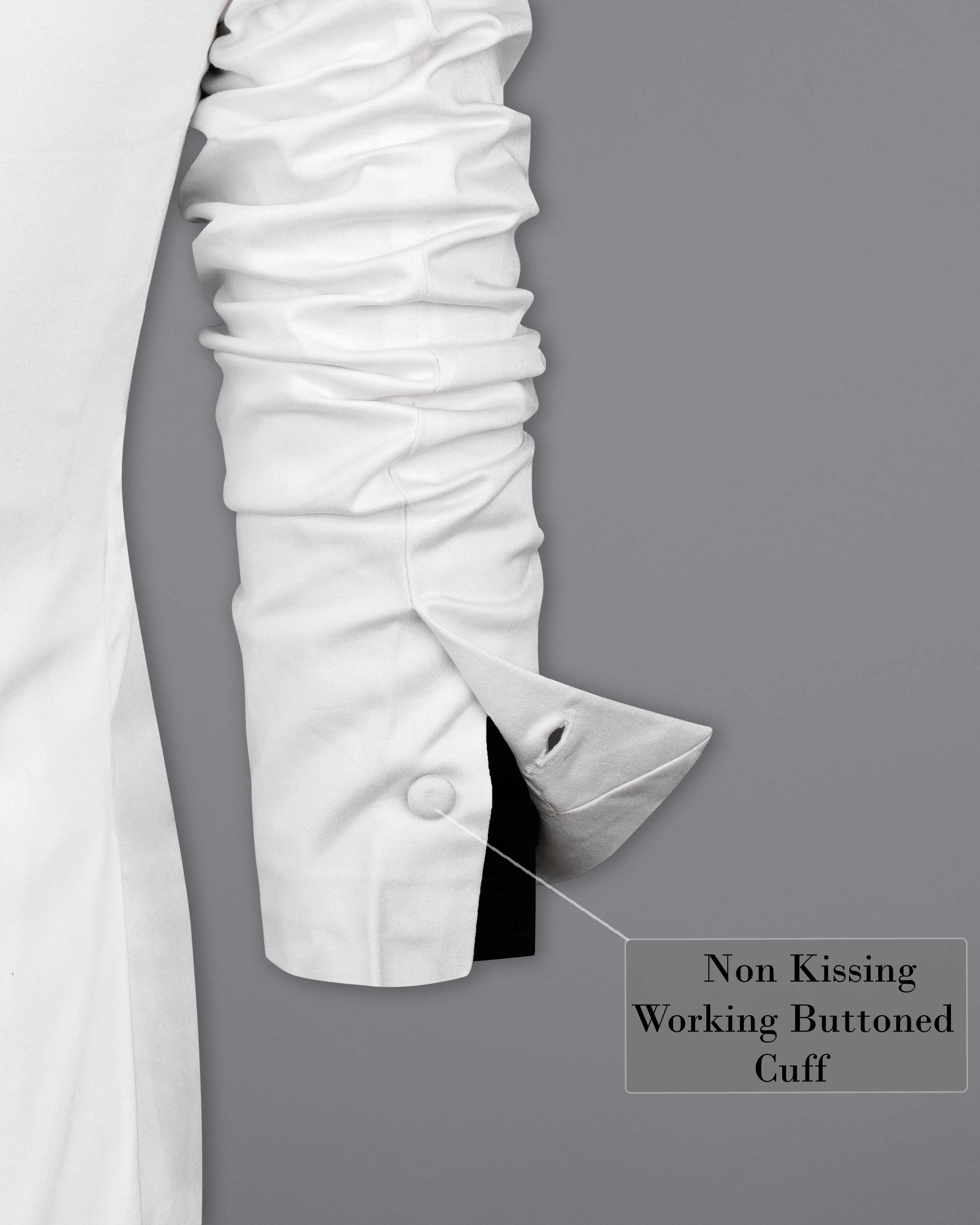 Bright White with Black Patch Collar Premium Cotton Women's Blazer - Image 4